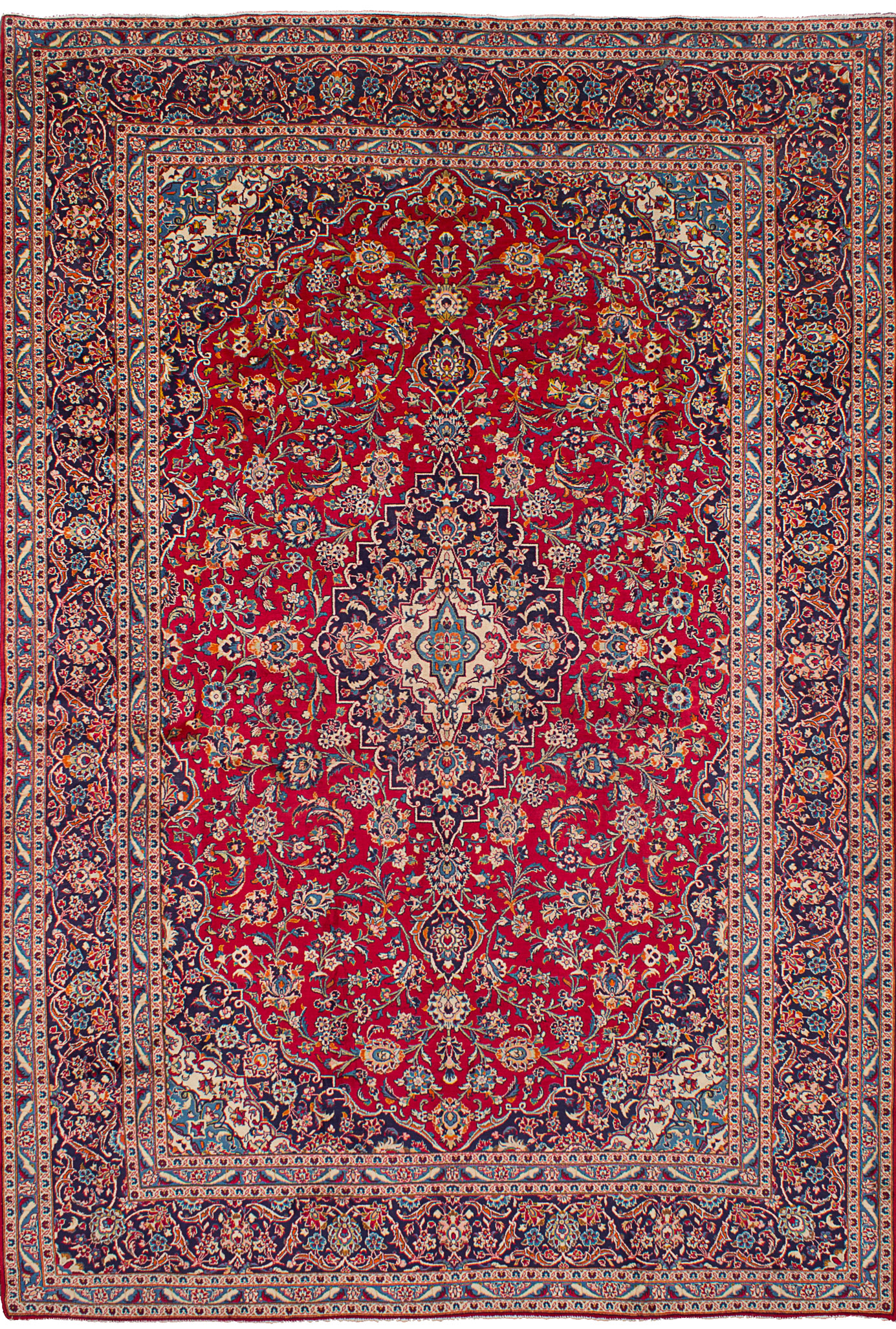 Tapis kashan 9'10" x 14'9" en laine