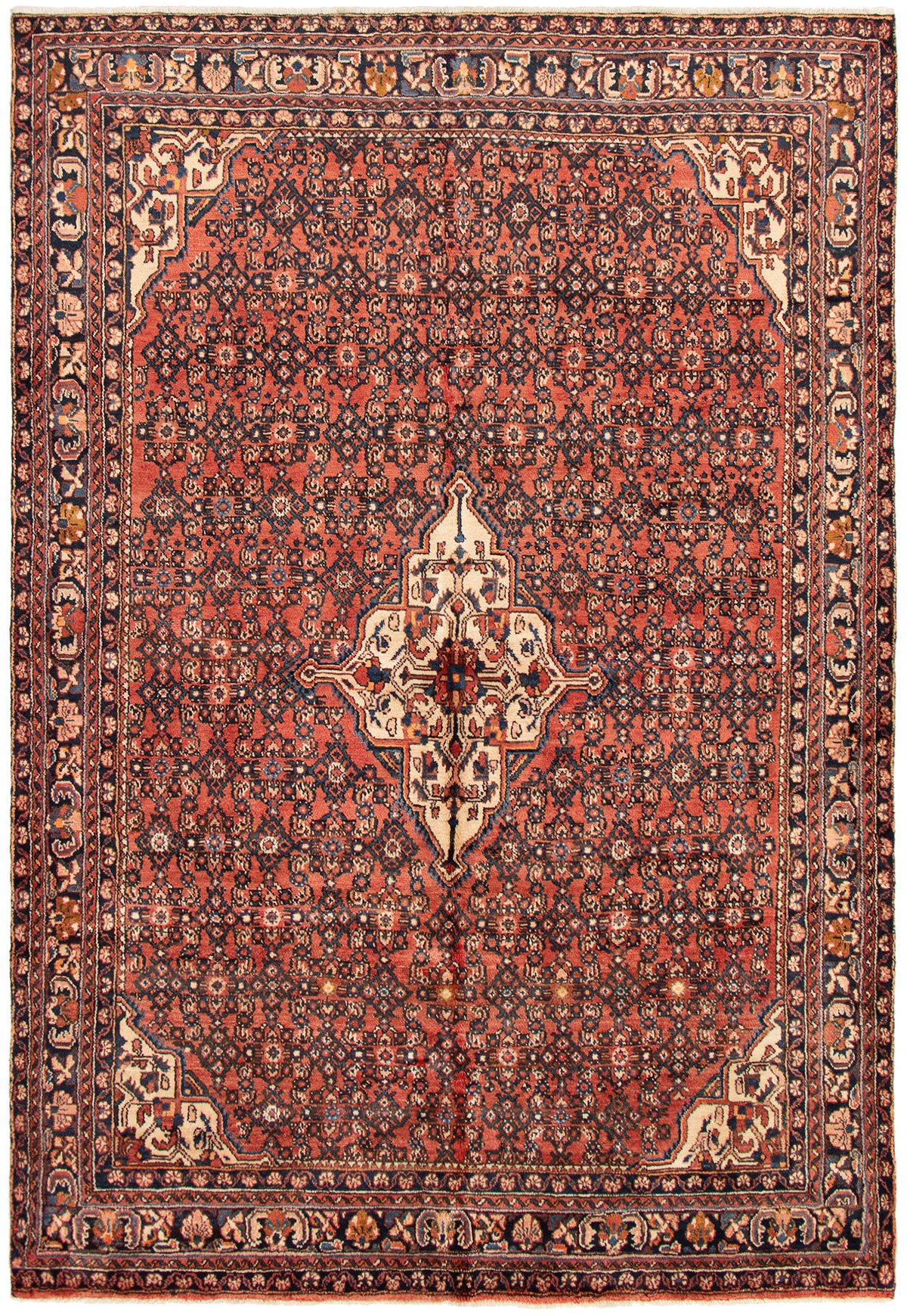 Persian Hosseinabad 6'6" x 9'9" Hand-knotted Wool Rug 