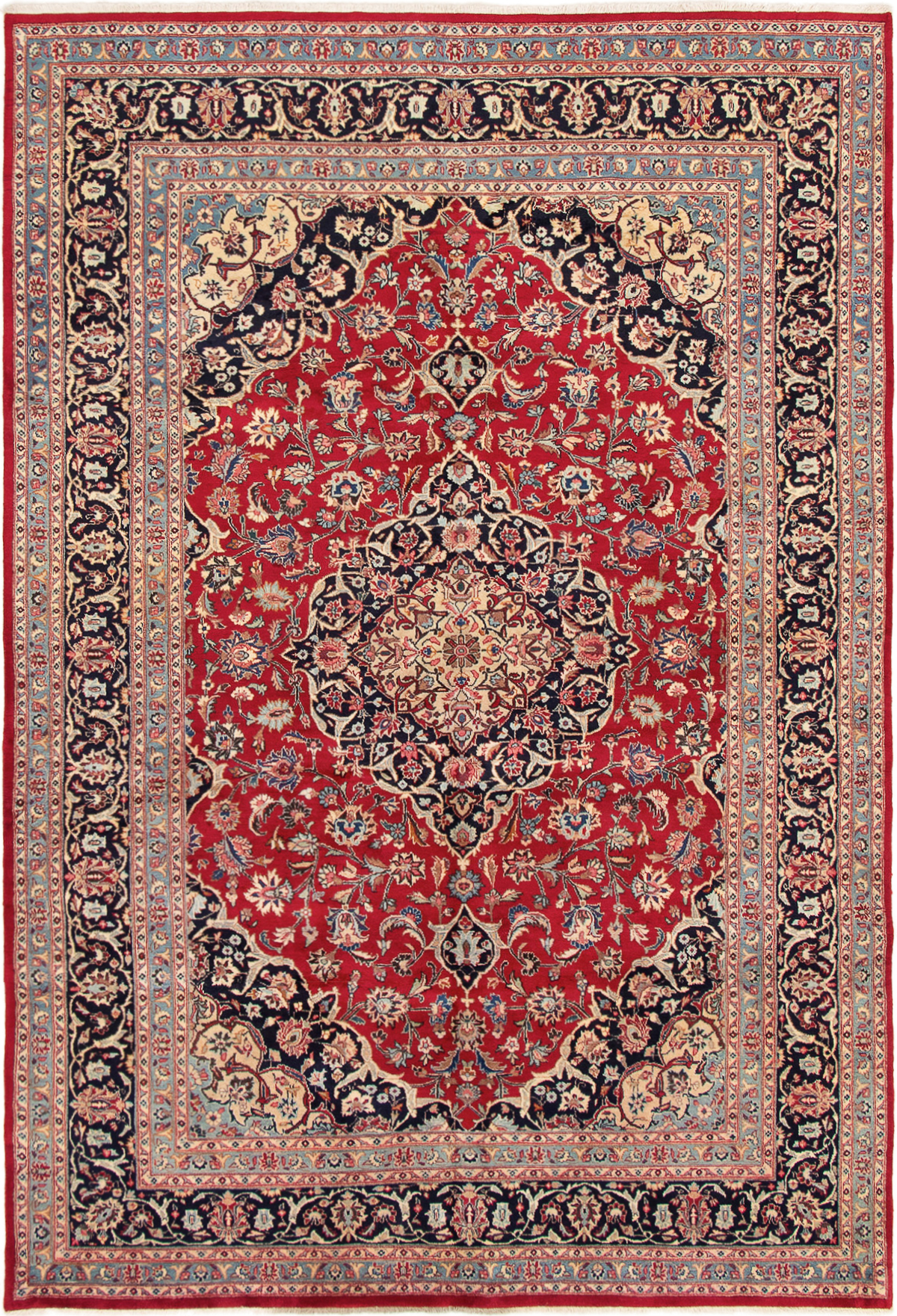 Persian Mashad 6'7" x 9'9" Hand-knotted Wool Rug 
