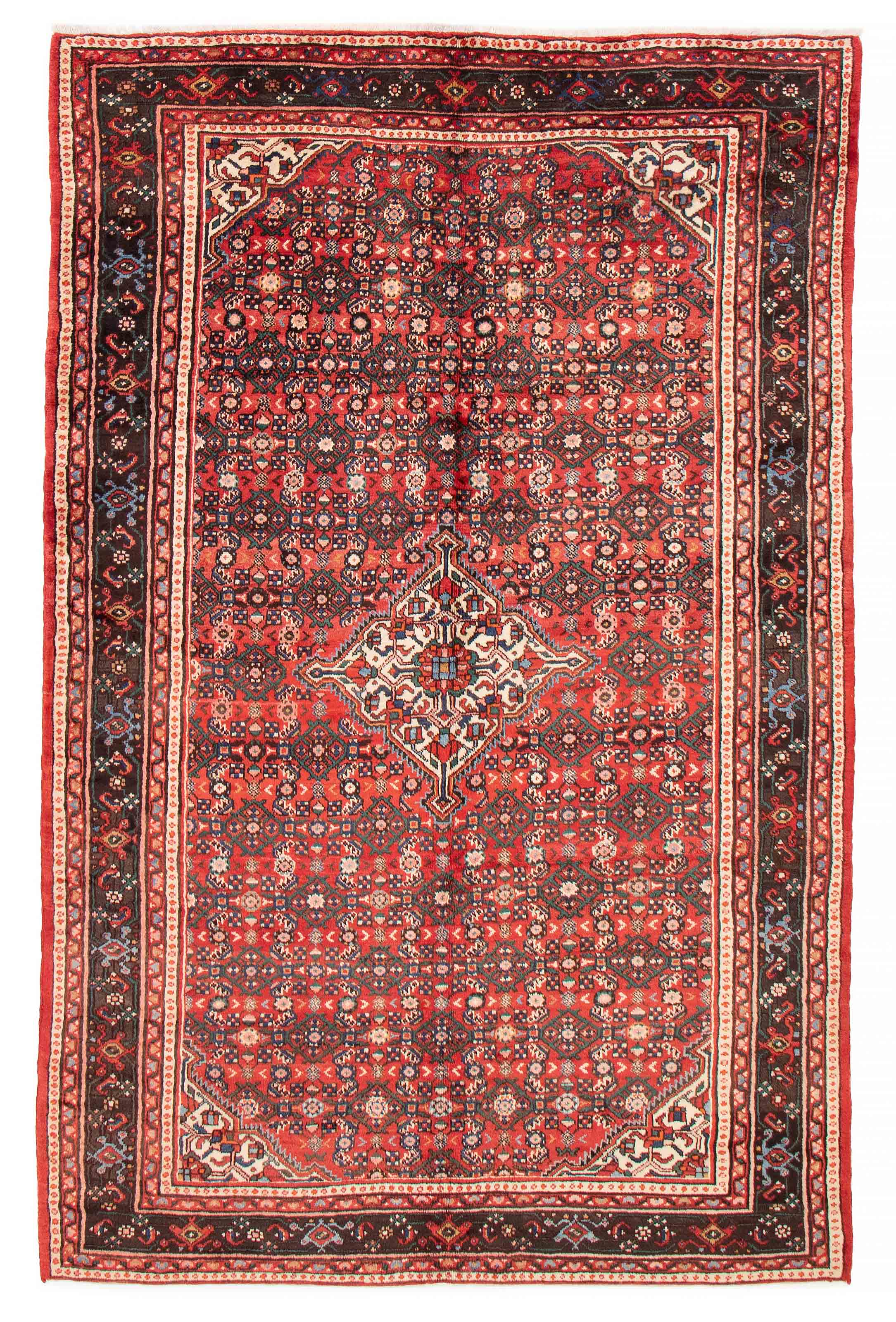 Persian Hosseinabad 6'10" x 10'1" Hand-knotted Wool Rug 