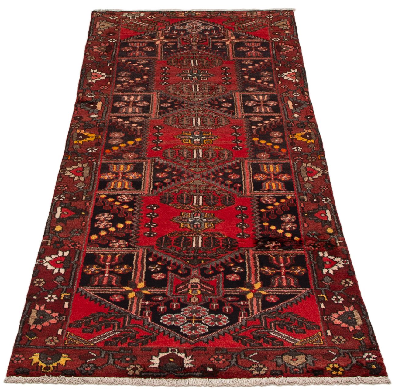 Persian Hamadan 3'7" x 10'8" Hand-knotted Wool Rug 
