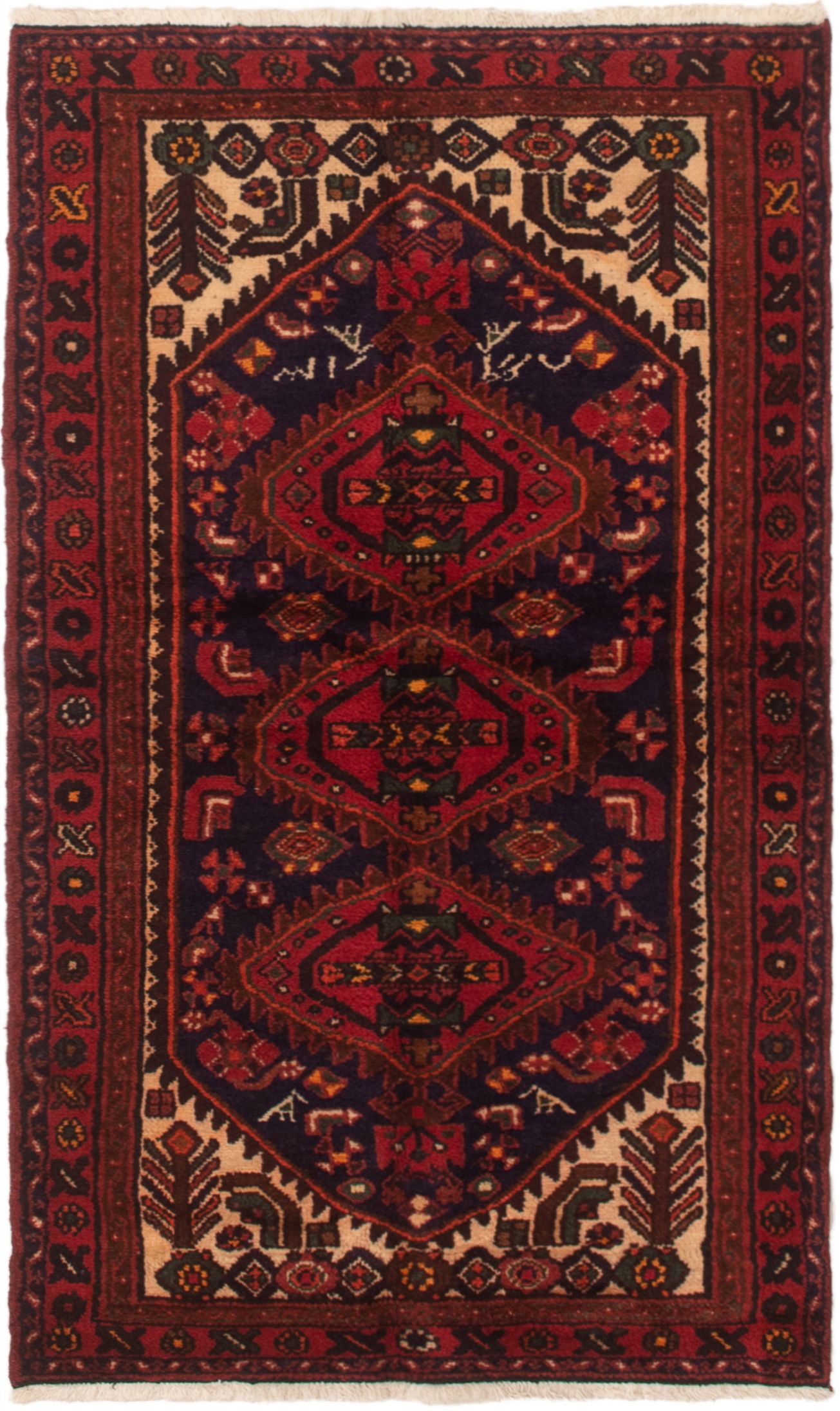 Persian Hamadan 3'5" x 6'0" Hand-knotted Wool Rug 