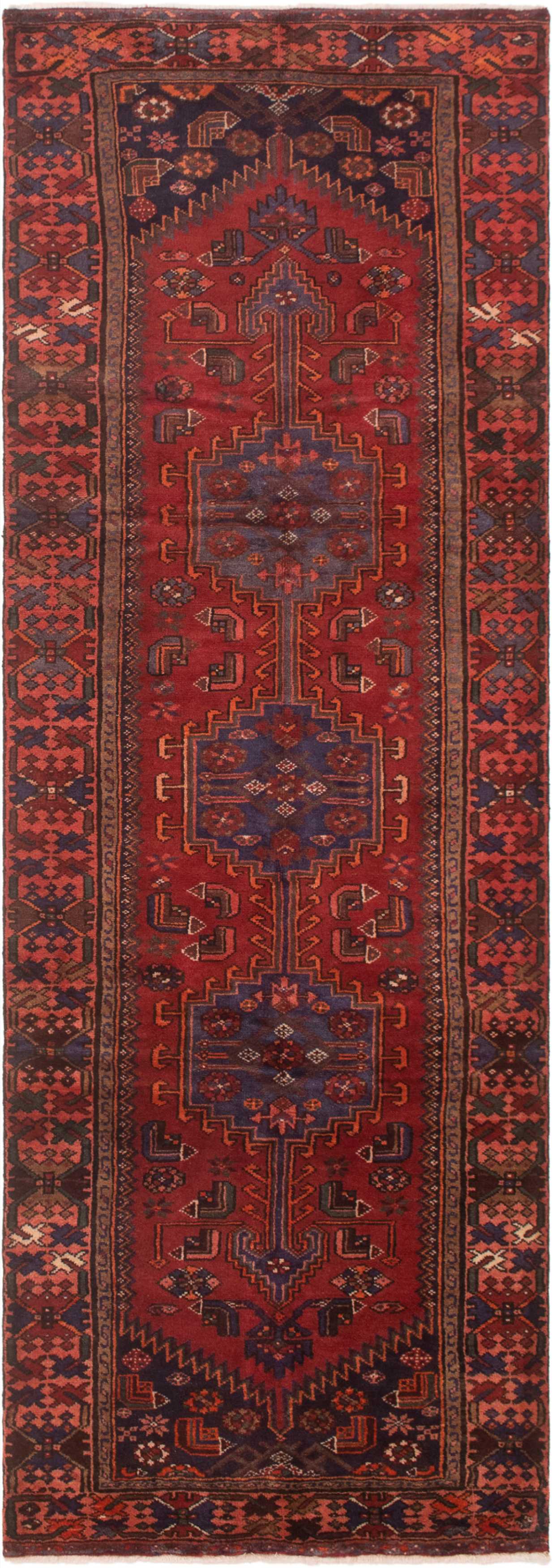 Persian Hamadan 3'8" x 10'4" Hand-knotted Wool Rug 