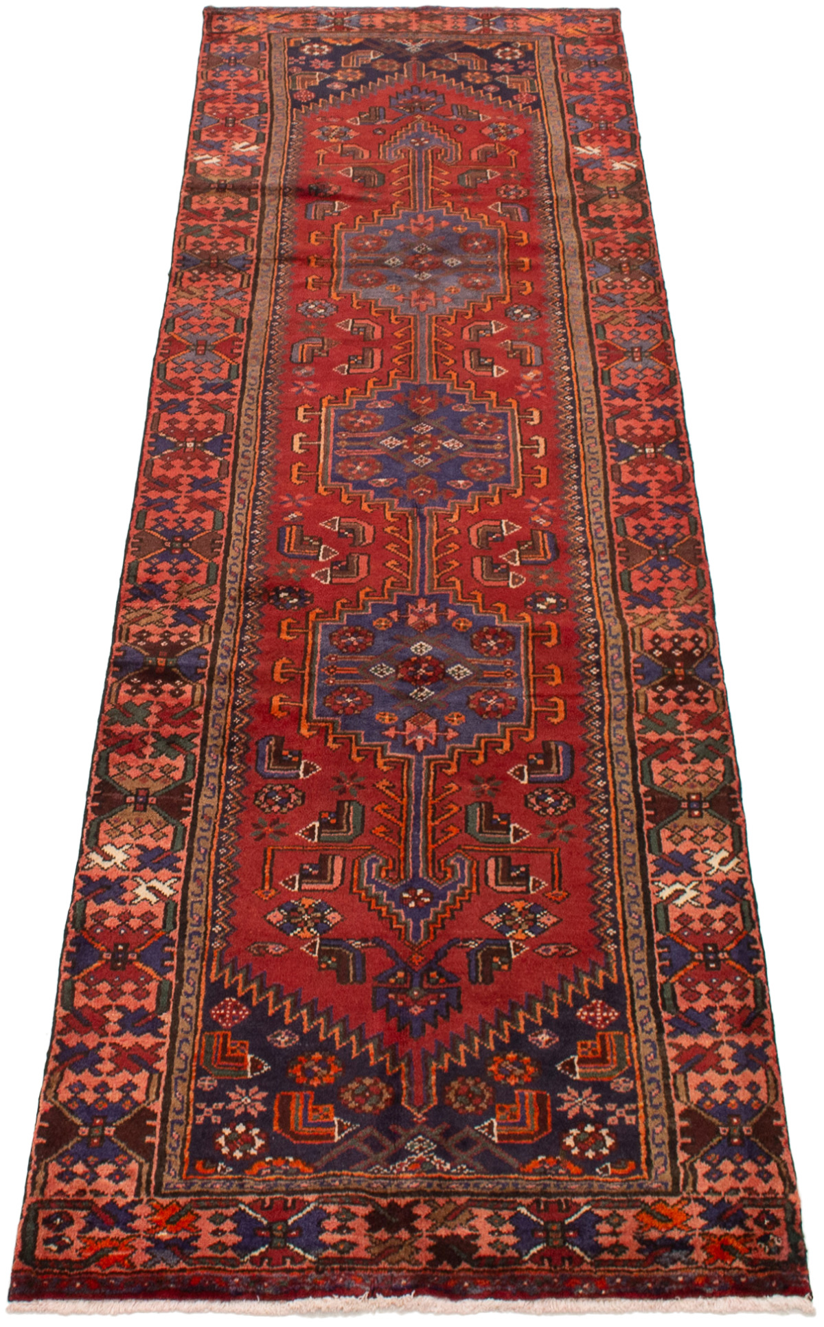 Persian Hamadan 3'8" x 10'4" Hand-knotted Wool Rug 