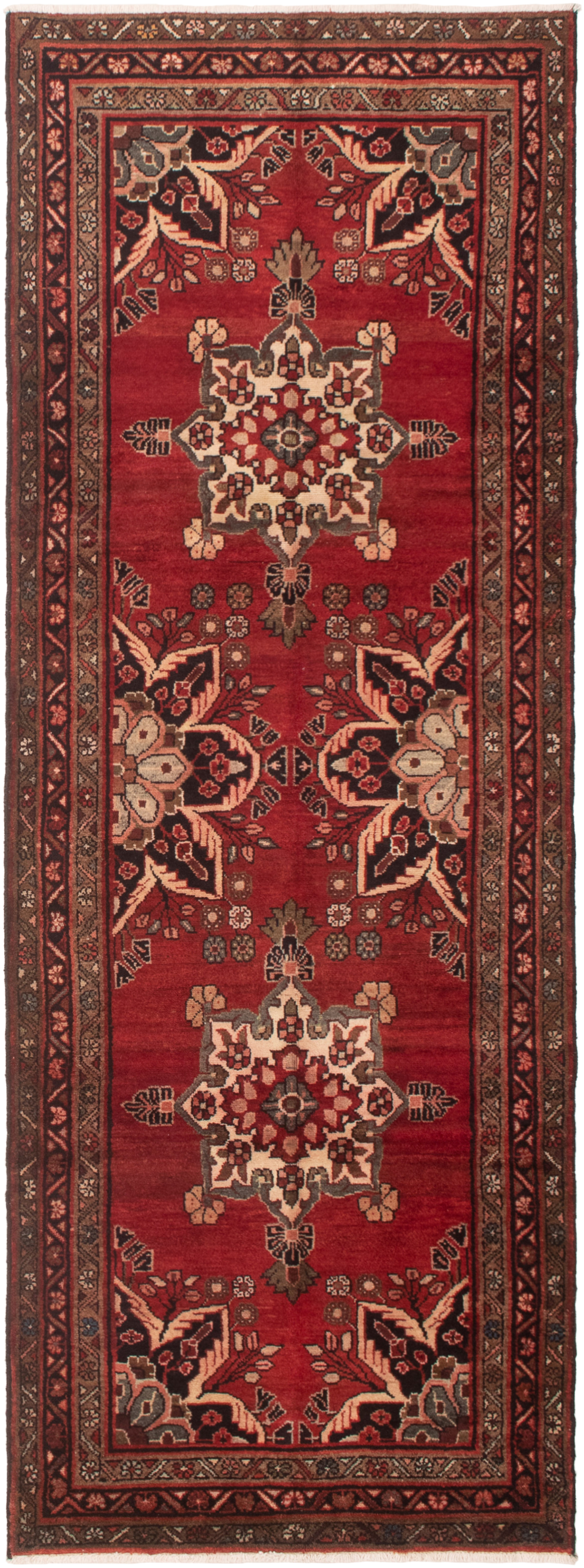 Persian Hamadan 3'6" x 9'6" Hand-knotted Wool Rug 