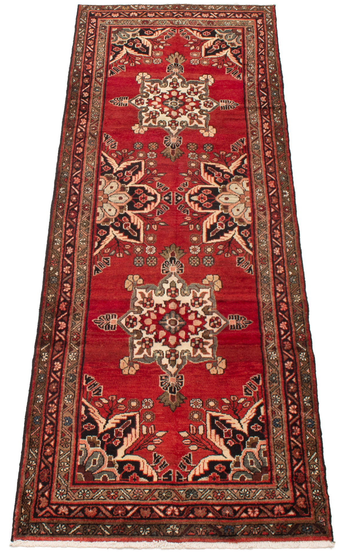 Persian Hamadan 3'6" x 9'6" Hand-knotted Wool Rug 