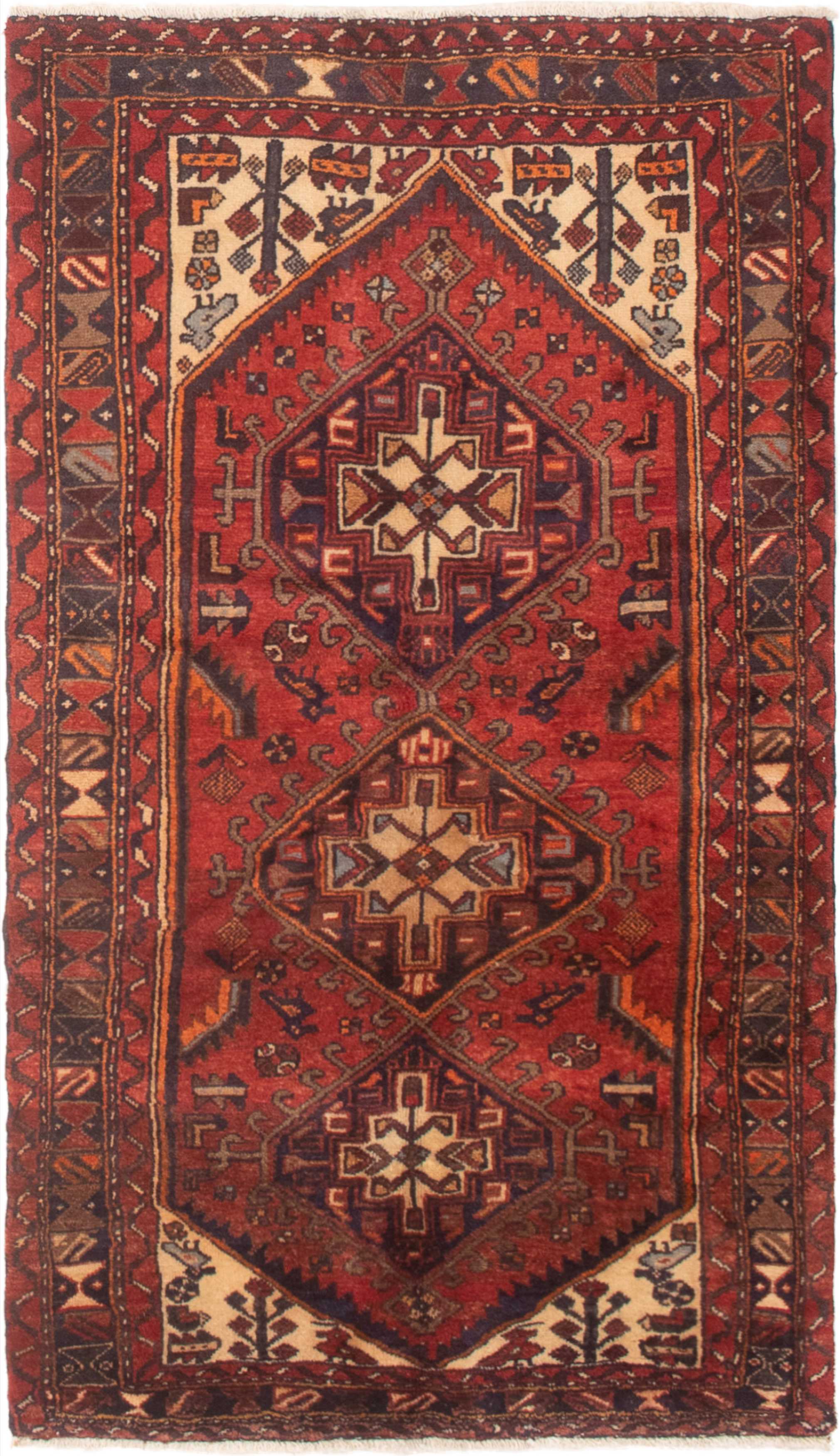 Persian Hamadan 3'4" x 5'9" Hand-knotted Wool Rug 