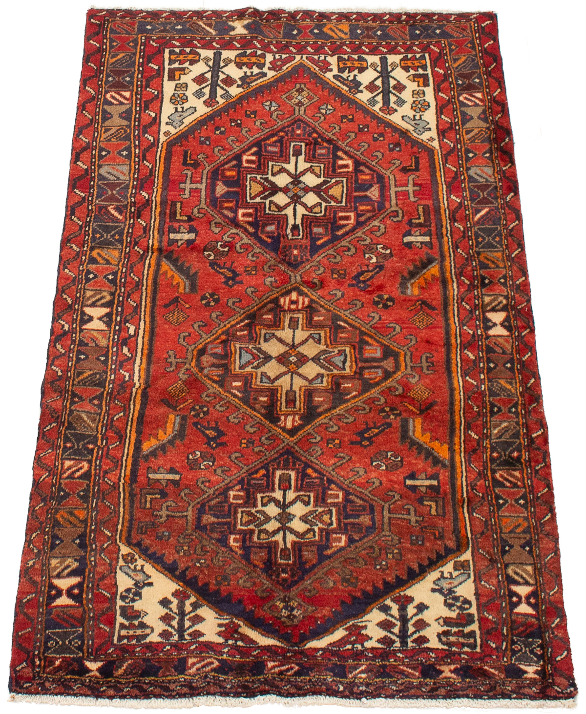 Persian Hamadan 3'4" x 5'9" Hand-knotted Wool Rug 