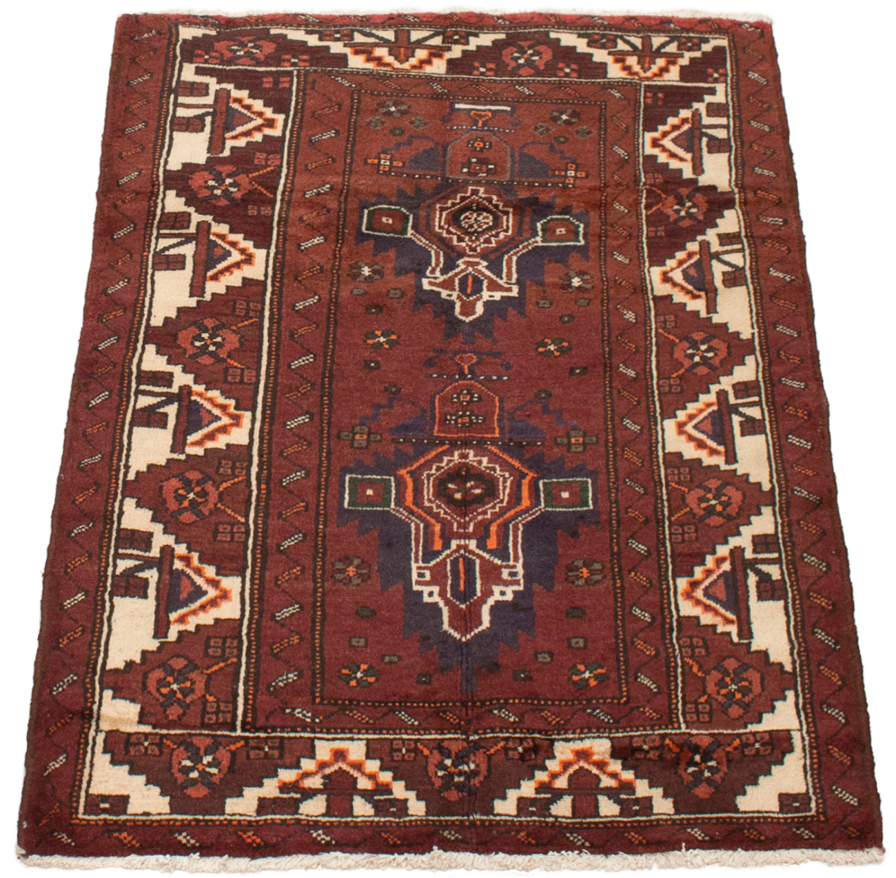 Persian Hamadan 3'7" x 5'1" Hand-knotted Wool Rug 