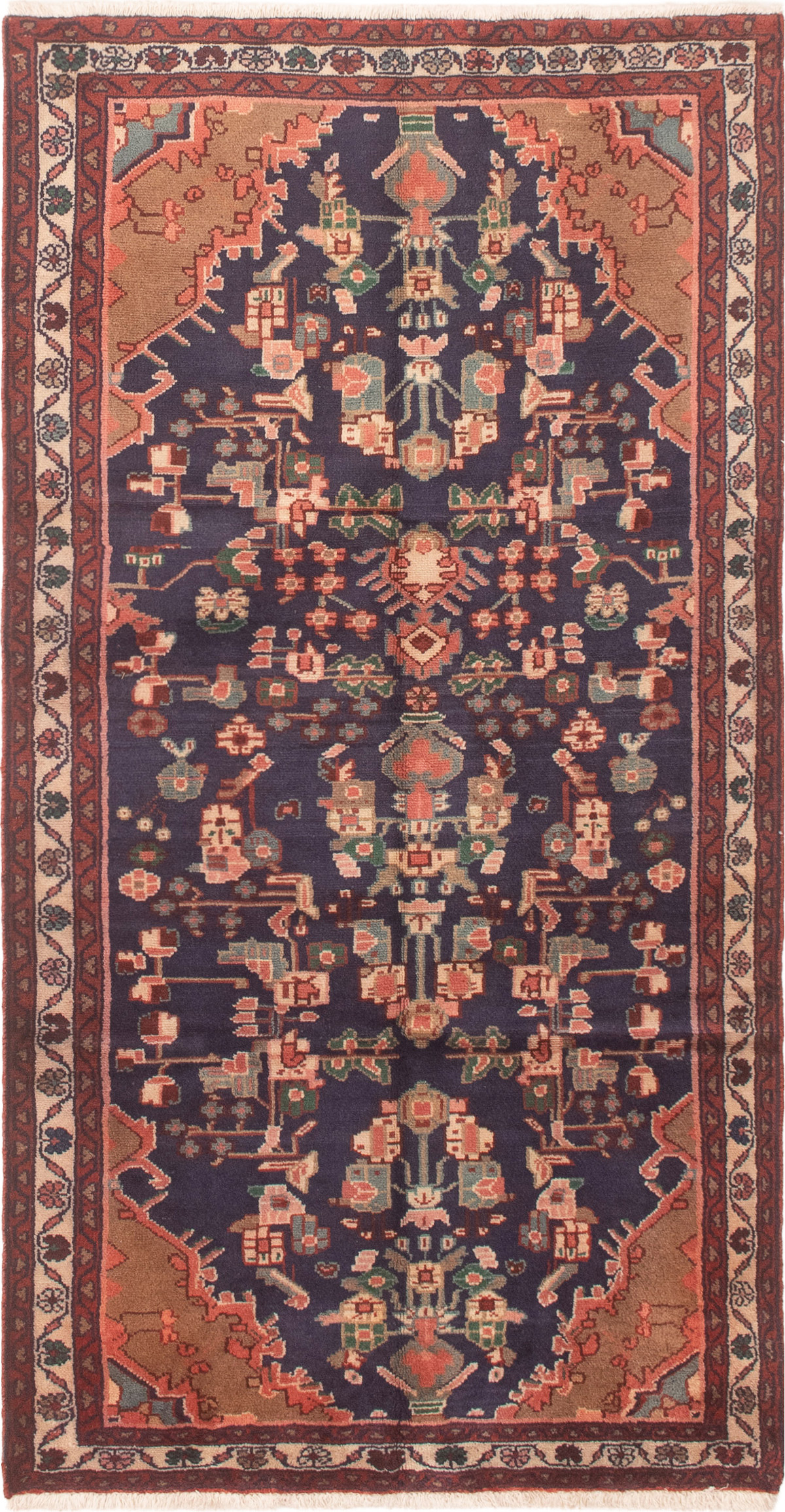 Persian Hamadan 3'7" x 6'9" Hand-knotted Wool Rug 