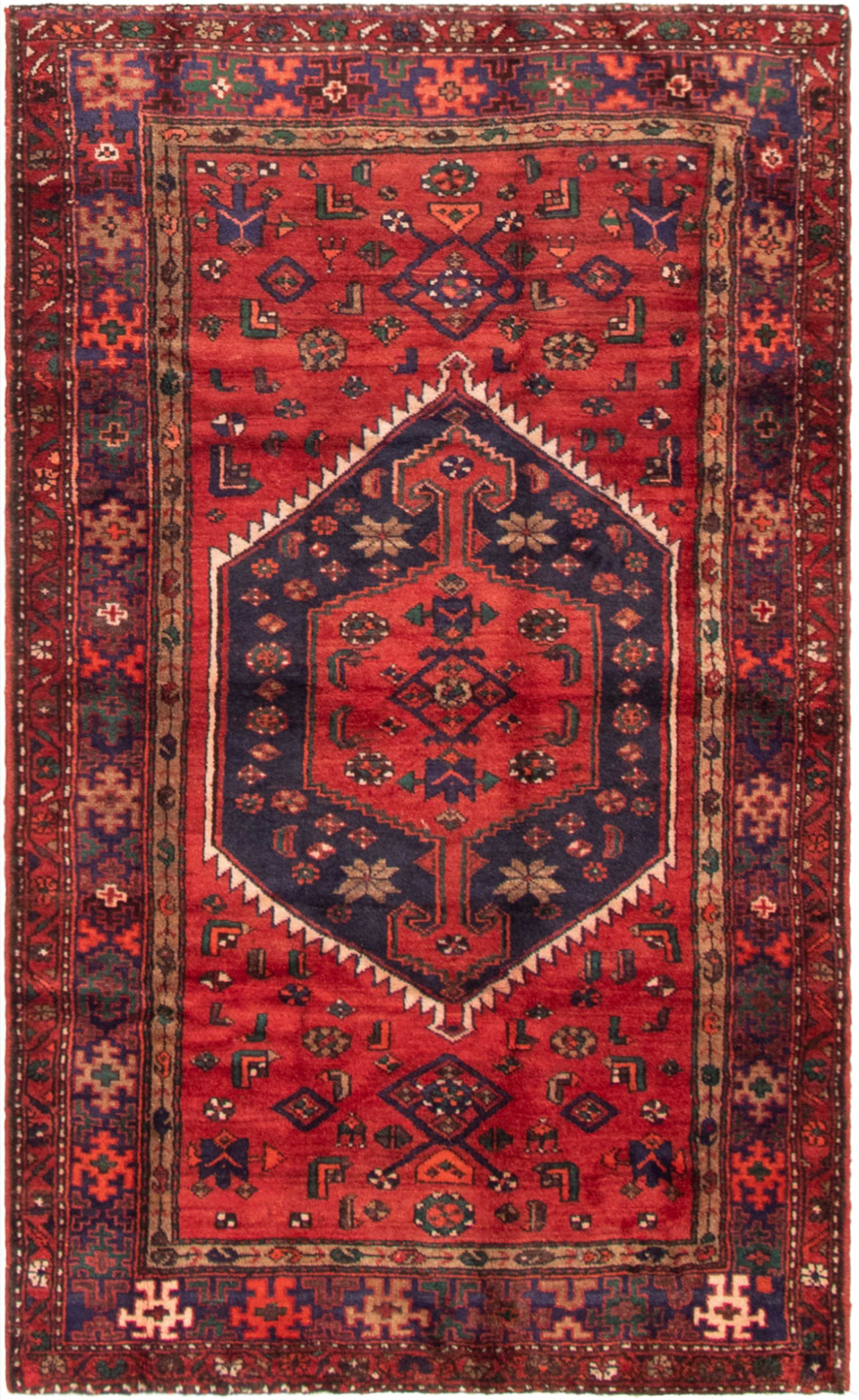 Persian Hamadan 4'4" x 7'1" Hand-knotted Wool Rug 