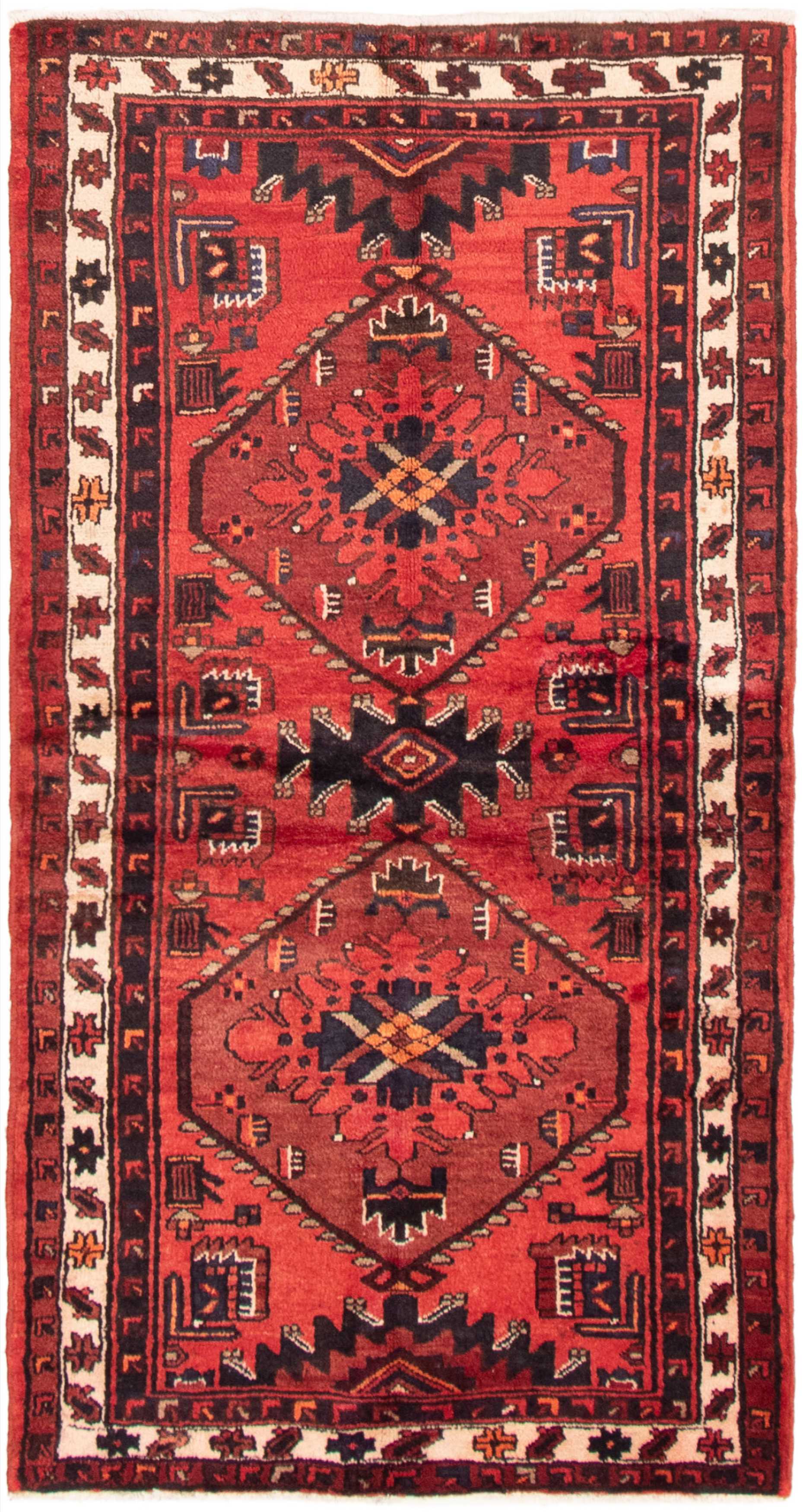 Persian Hamadan 3'7" x 6'9" Hand-knotted Wool Rug 