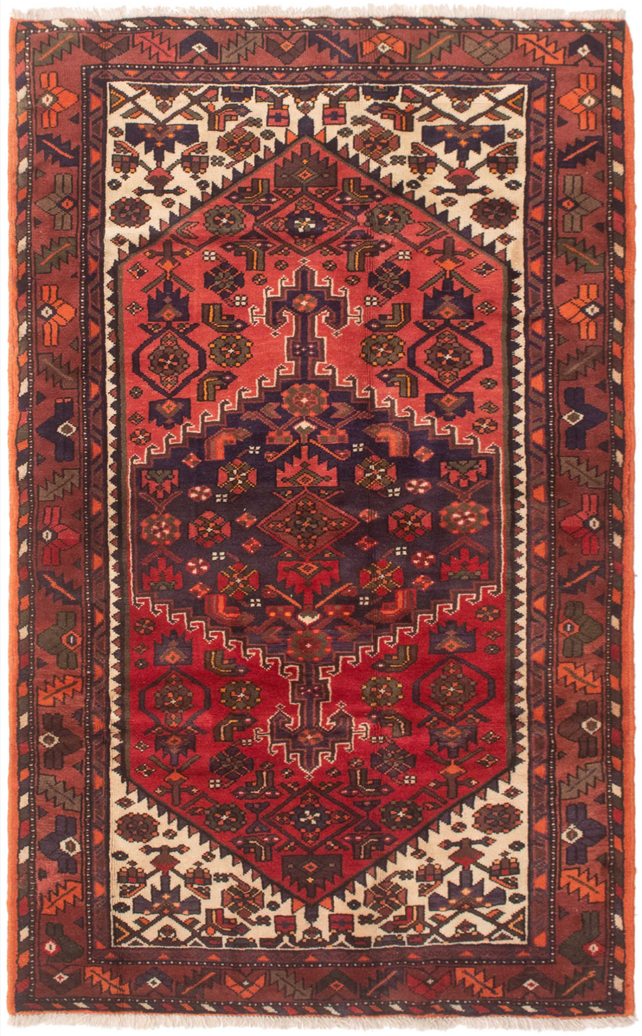 Persian Hamadan 4'4" x 6'11" Hand-knotted Wool Rug 
