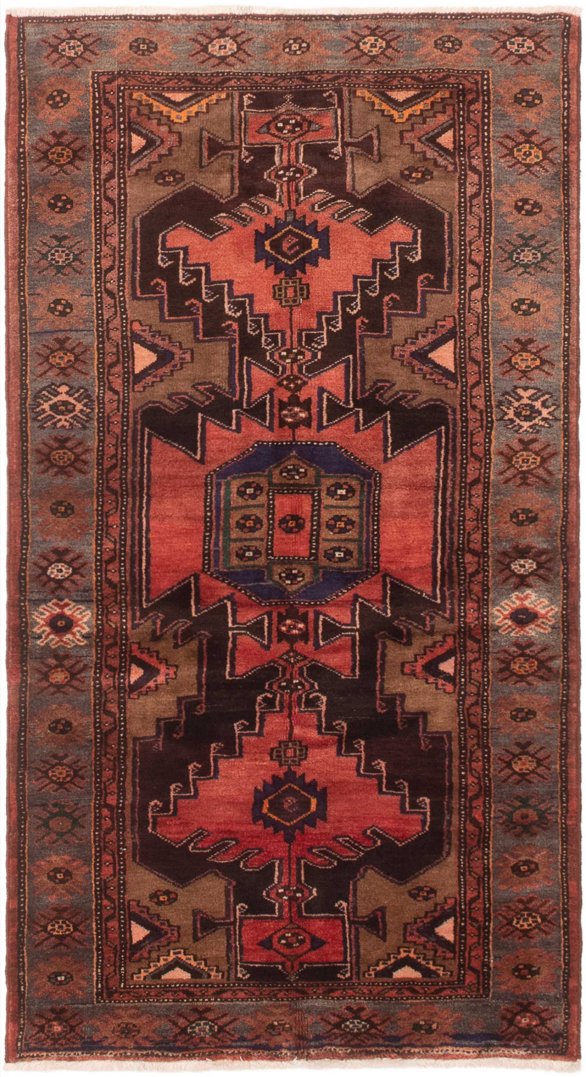 Persian Hamadan 3'7" x 6'8" Hand-knotted Wool Rug 