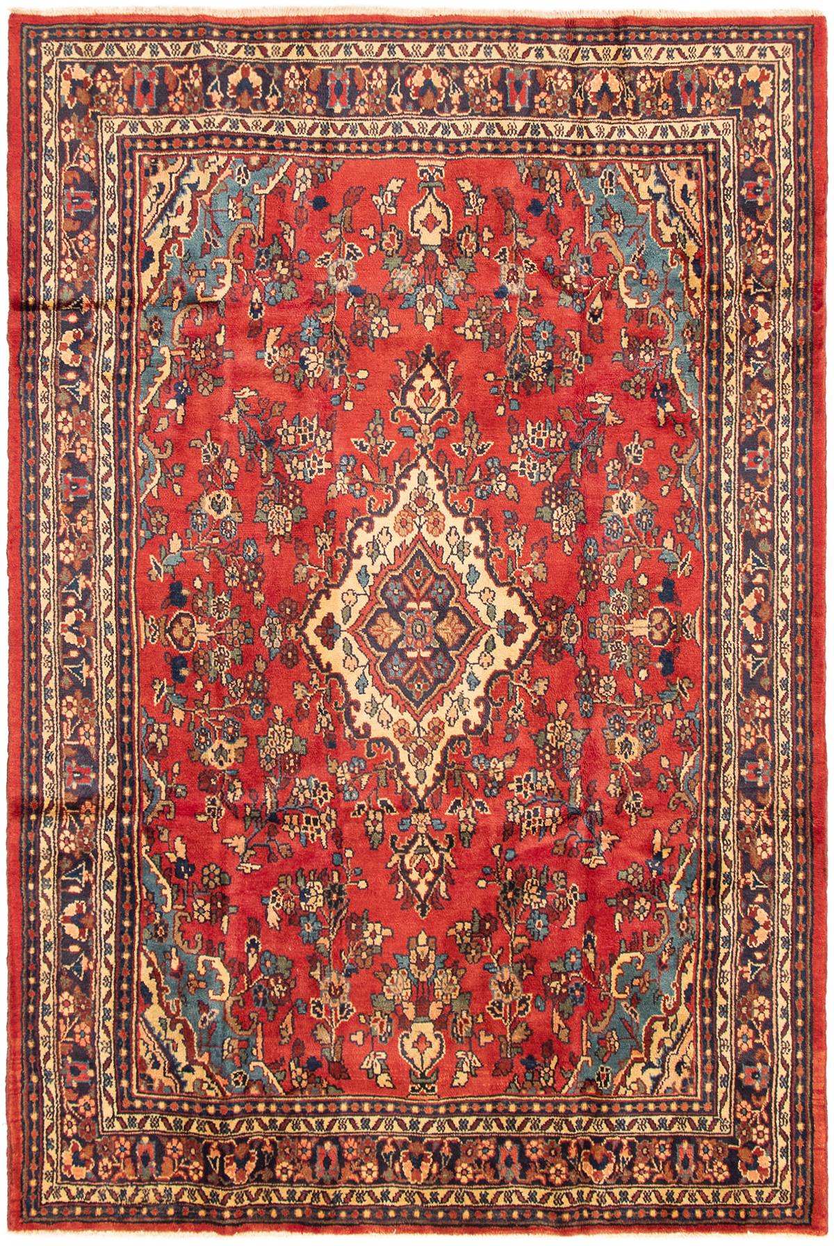 Persian Hamadan 6'11" x 10'4" Hand-knotted Wool Rug 