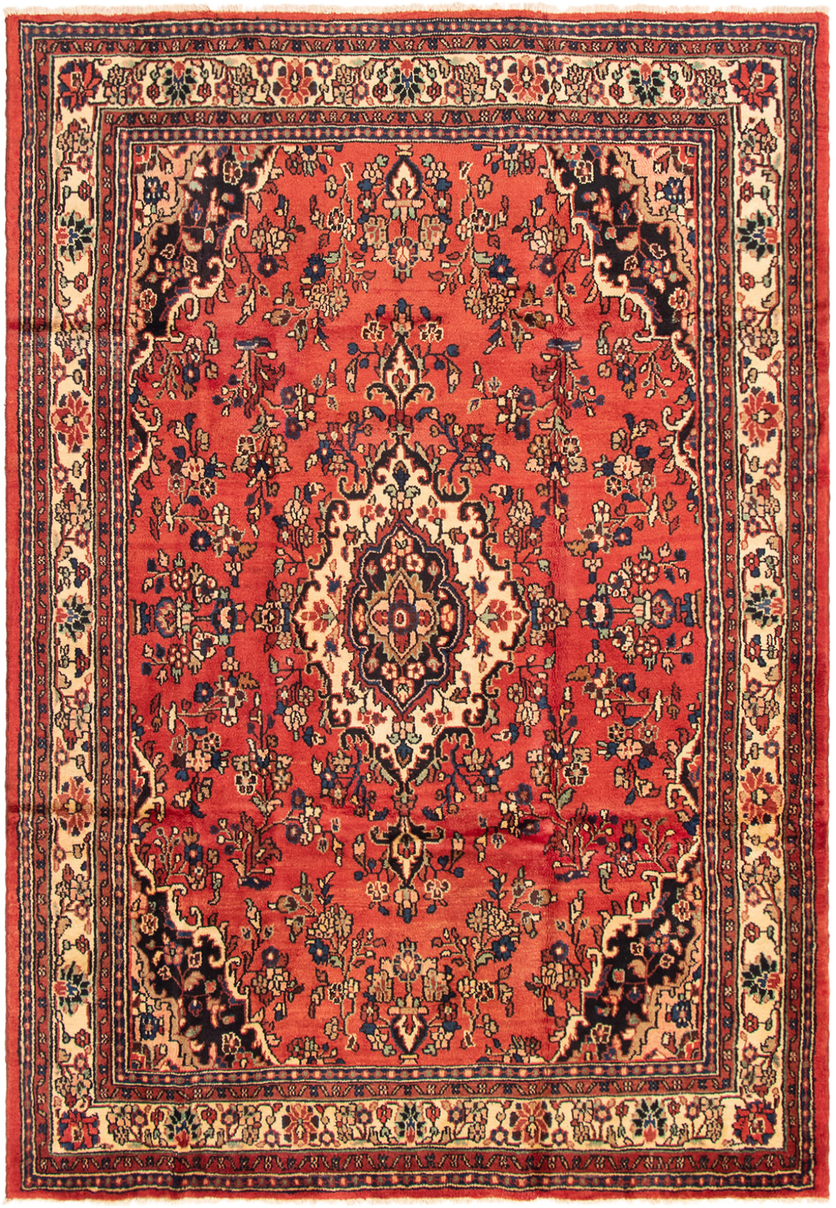 Persian Hamadan 7'3" x 10'5" Hand-knotted Wool Rug 