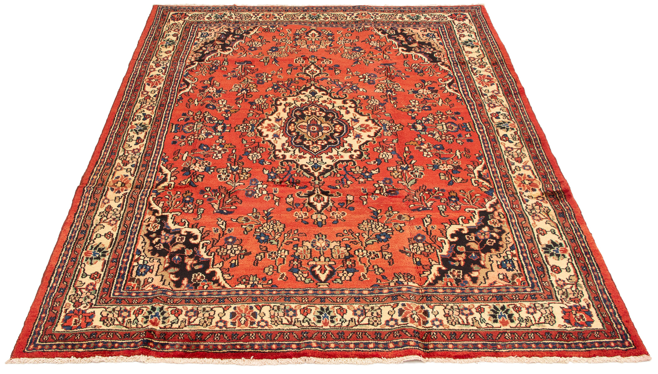 Persian Hamadan 7'3" x 10'5" Hand-knotted Wool Rug 