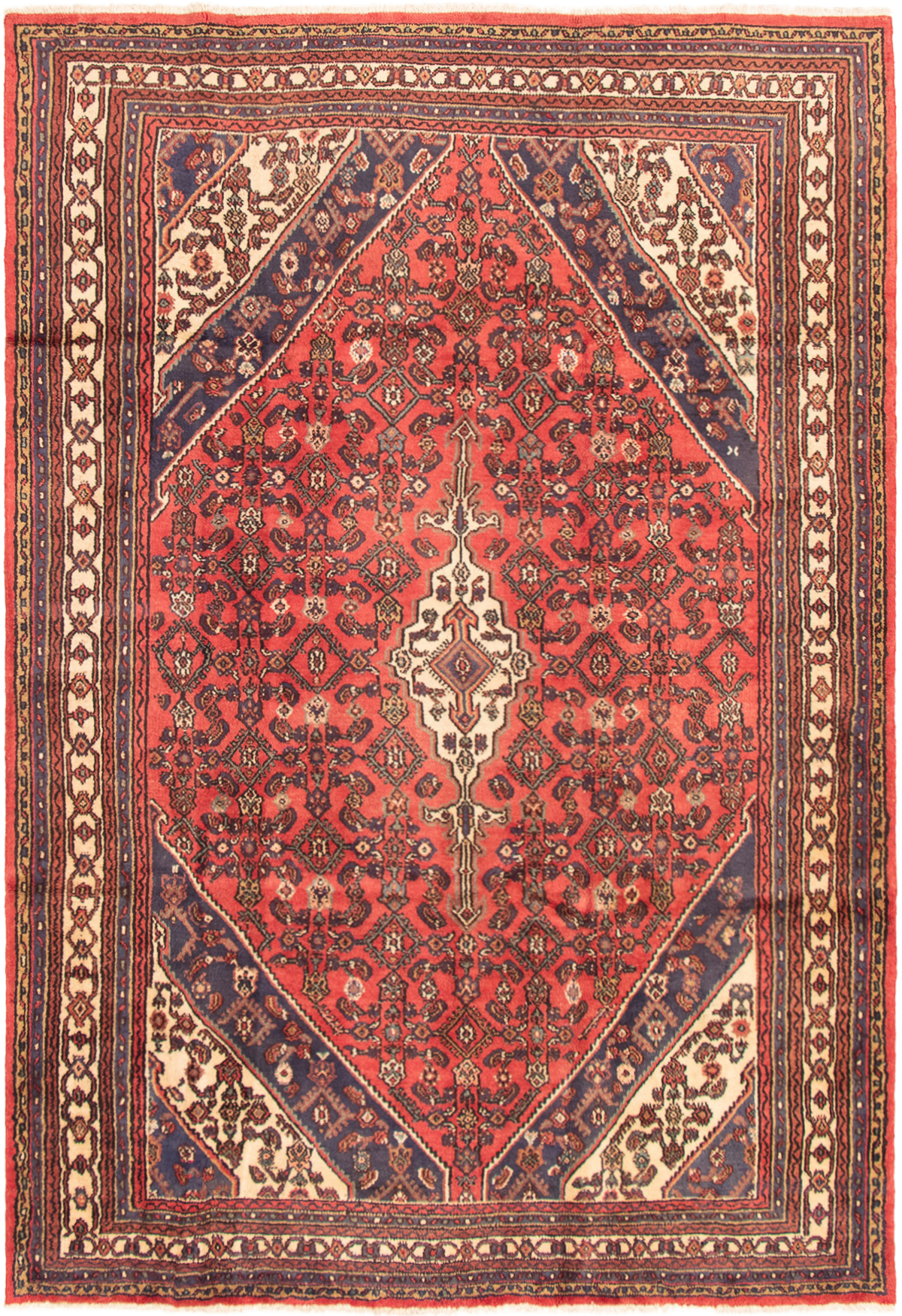 Persian Hamadan 7'1" x 10'2" Hand-knotted Wool Rug 