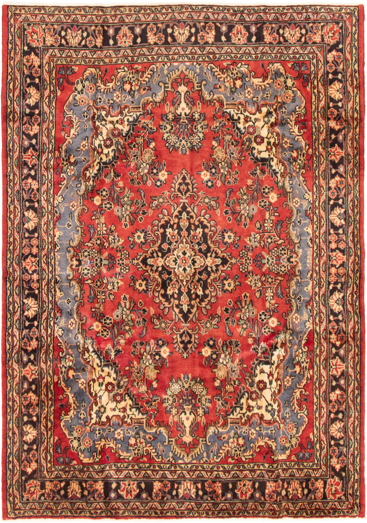 Persian Hamadan 7'2" x 10'2" Hand-knotted Wool Rug 