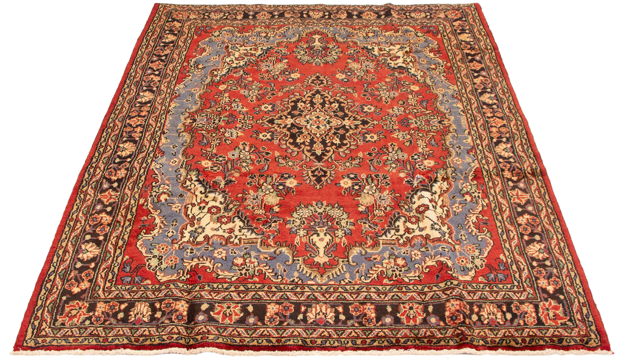 Persian Hamadan 7'2" x 10'2" Hand-knotted Wool Rug 