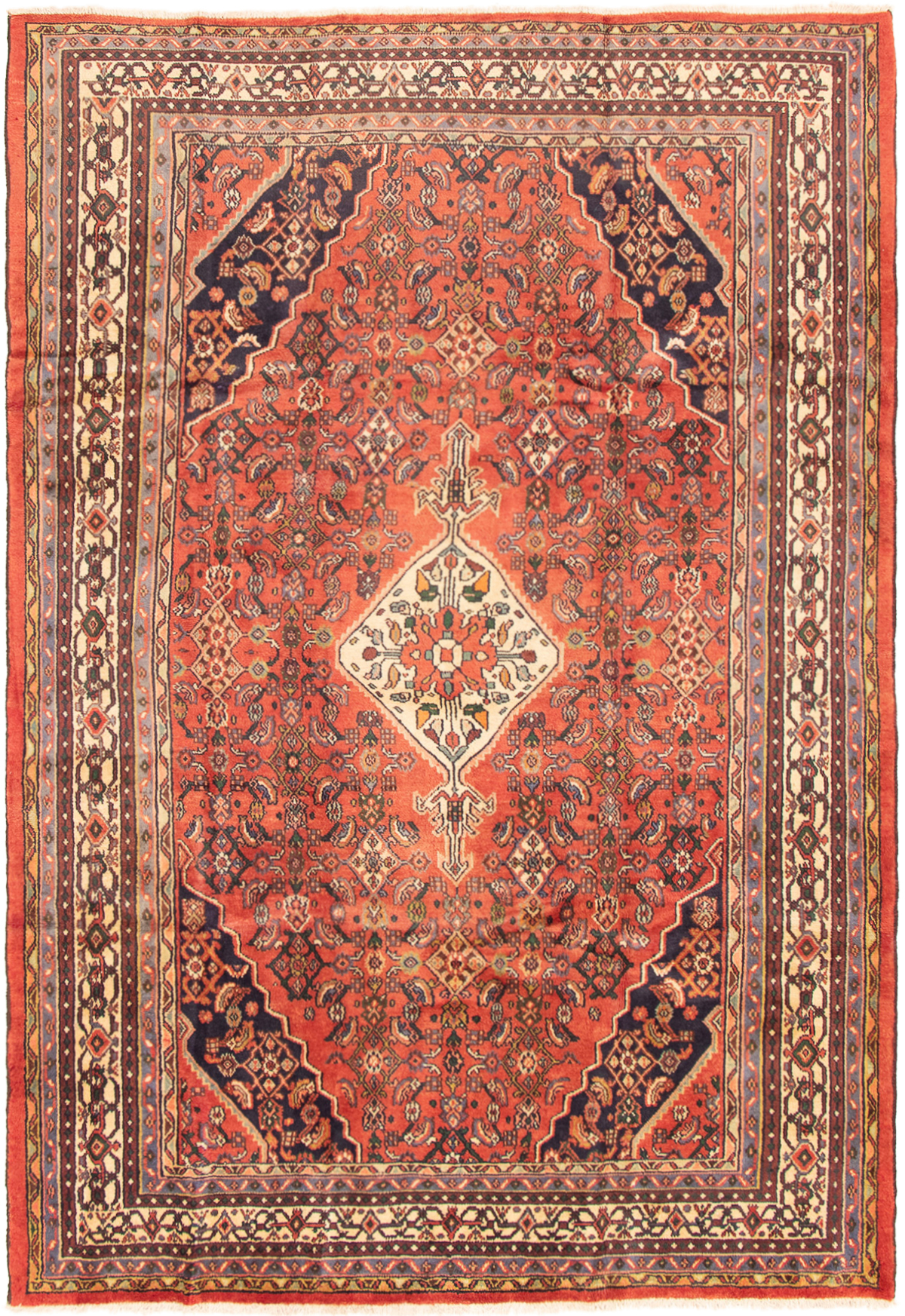 Persian Hamadan 6'11" x 10'2" Hand-knotted Wool Rug 