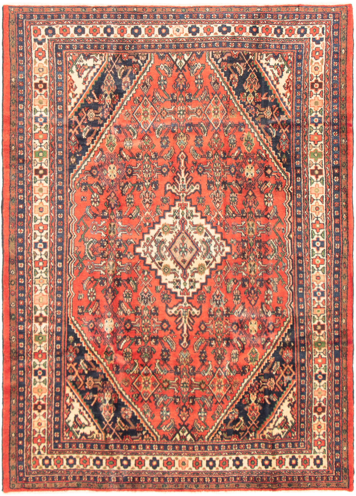 Persian Hamadan 7'1" x 9'11" Hand-knotted Wool Rug 