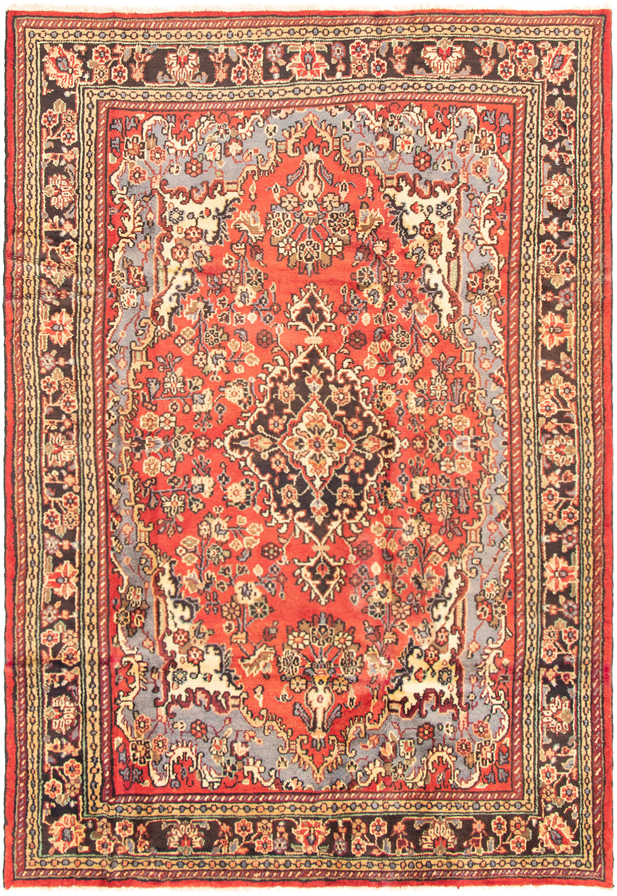 Persian Hamadan 7'0" x 10'2" Hand-knotted Wool Rug 