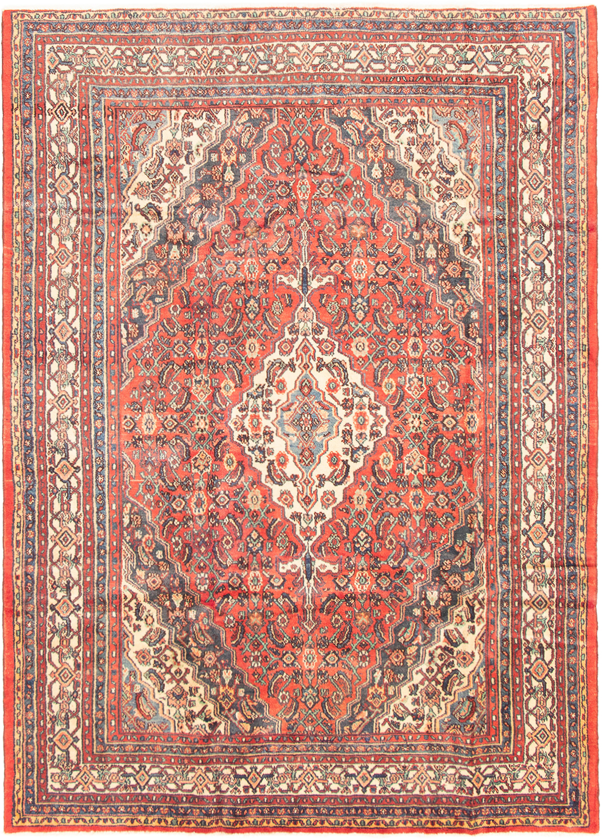 Persian Hamadan 7'0" x 9'9" Hand-knotted Wool Rug 