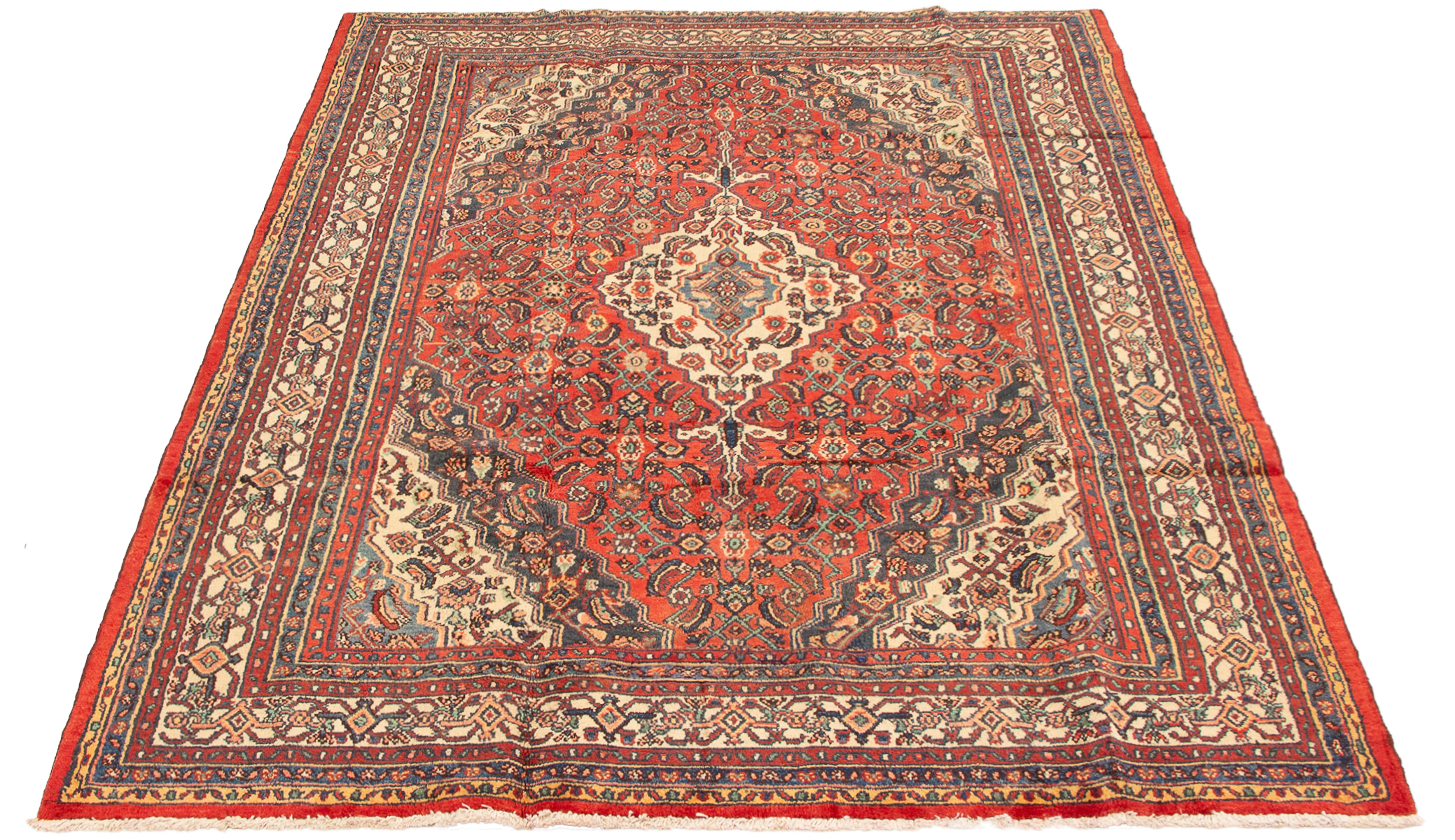 Persian Hamadan 7'0" x 9'9" Hand-knotted Wool Rug 