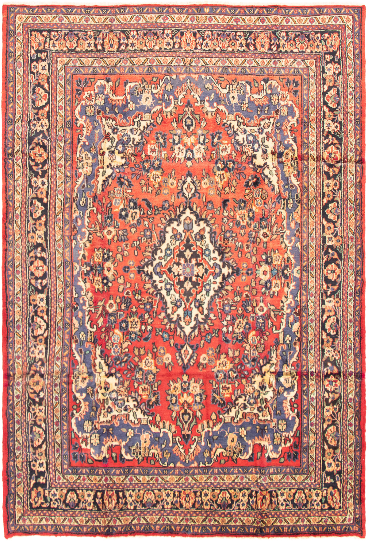 Persian Hamadan 7'0" x 10'4" Hand-knotted Wool Rug 