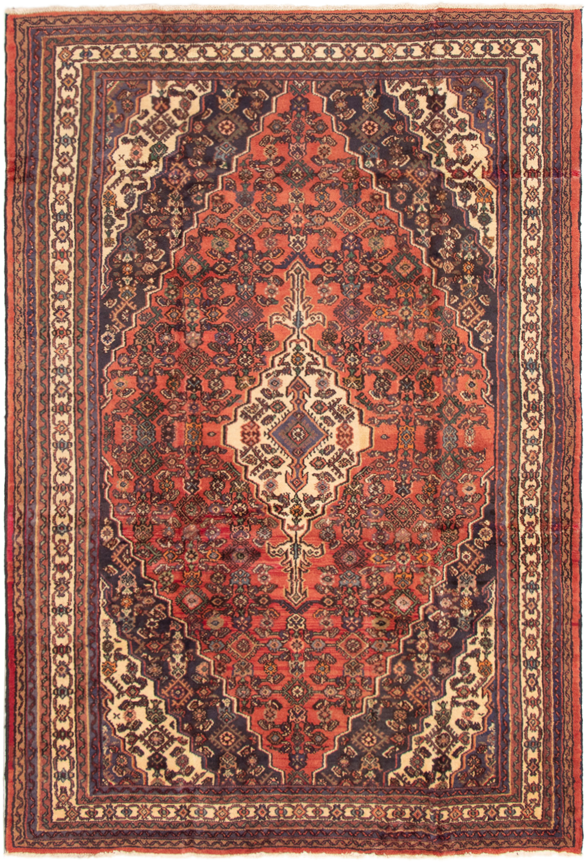 Persian Hamadan 6'11" x 10'0" Hand-knotted Wool Rug 