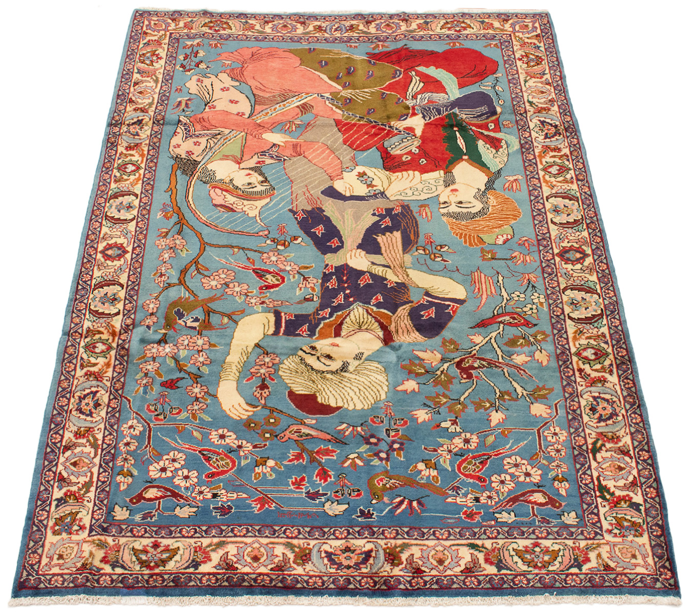 Persian Roodbar 6'8" x 9'6" Hand-knotted Wool Rug 