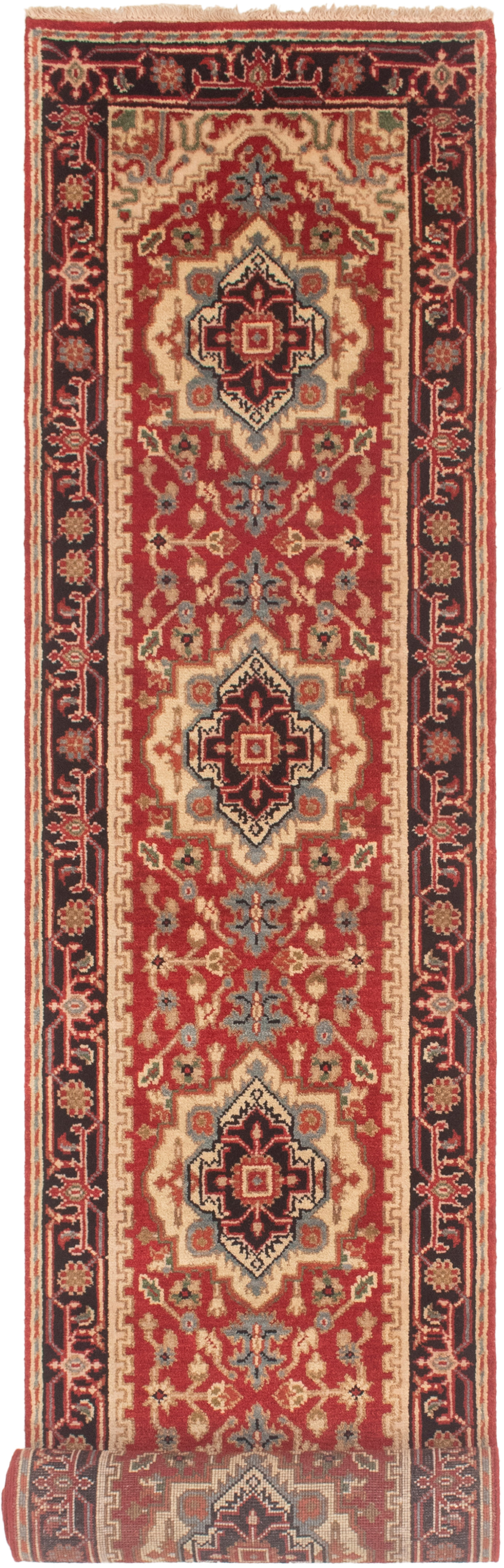 Indian Serapi Heritage 2'7" x 15'10" Hand-knotted Wool Red Rug