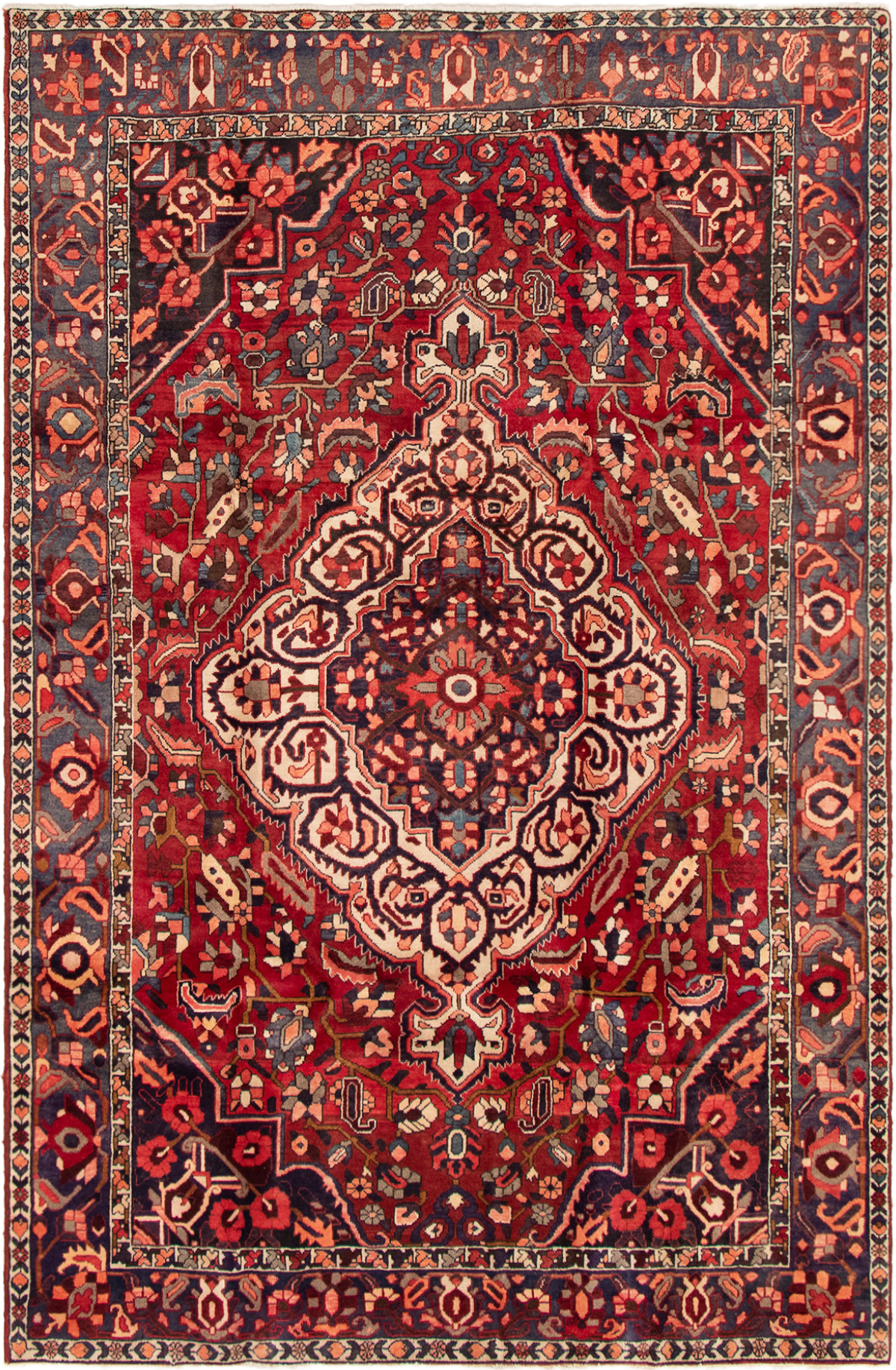 Persian Bakhtiari 6'11" x 10'6" Hand-knotted Wool Rug 