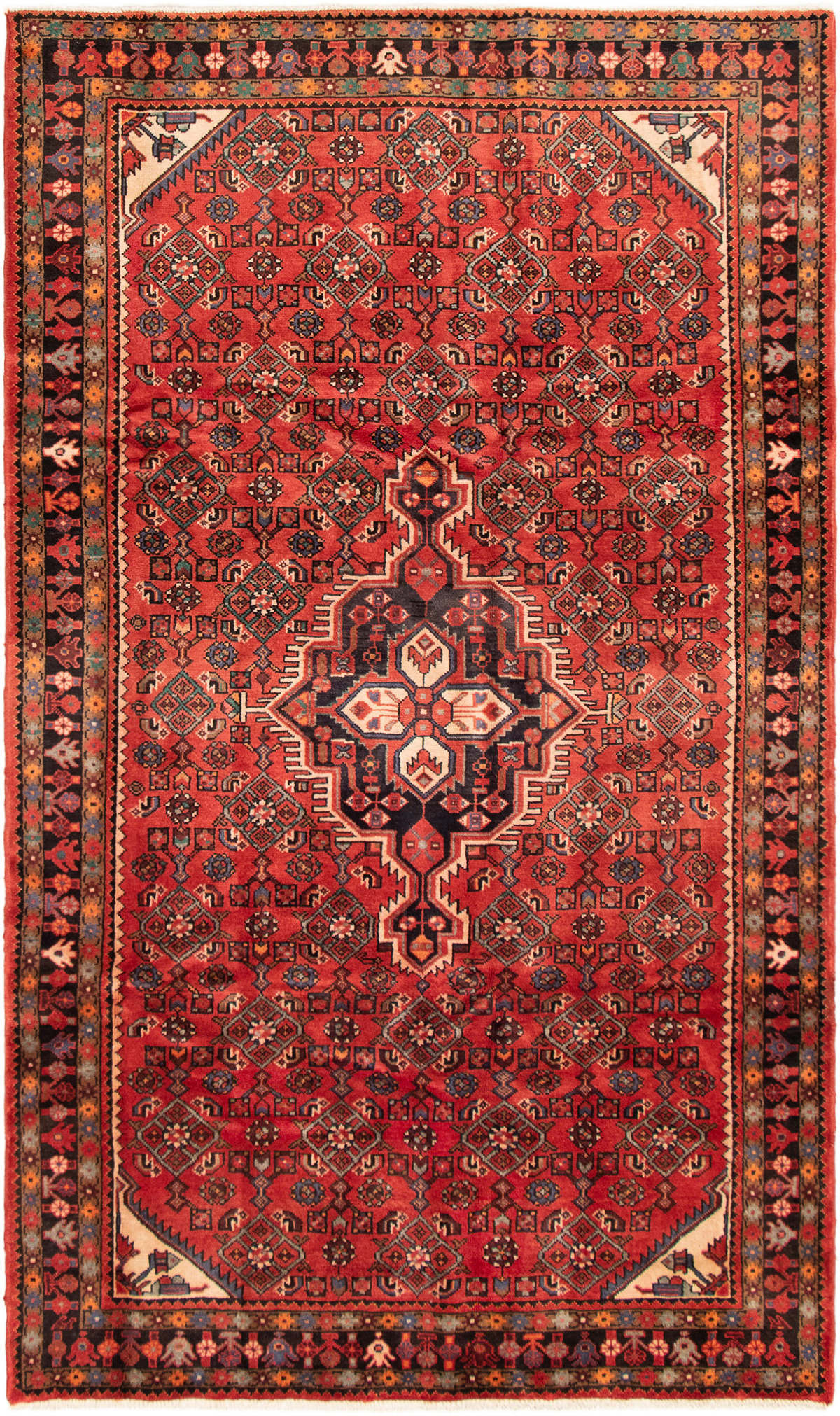 Persian Hosseinabad 6'3" x 10'9" Hand-knotted Wool Rug 