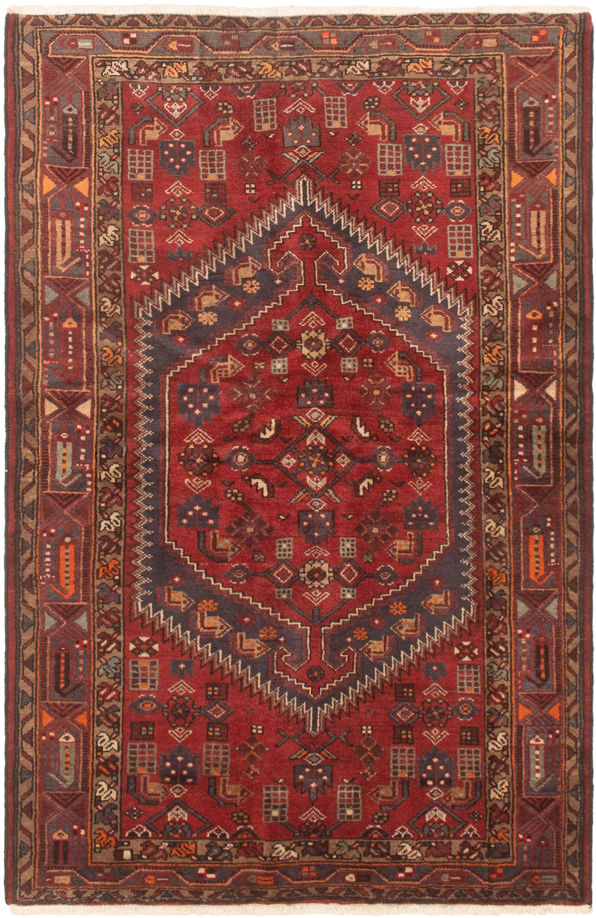 Persian Hamadan 4'5" x 6'9" Hand-knotted Wool Rug 
