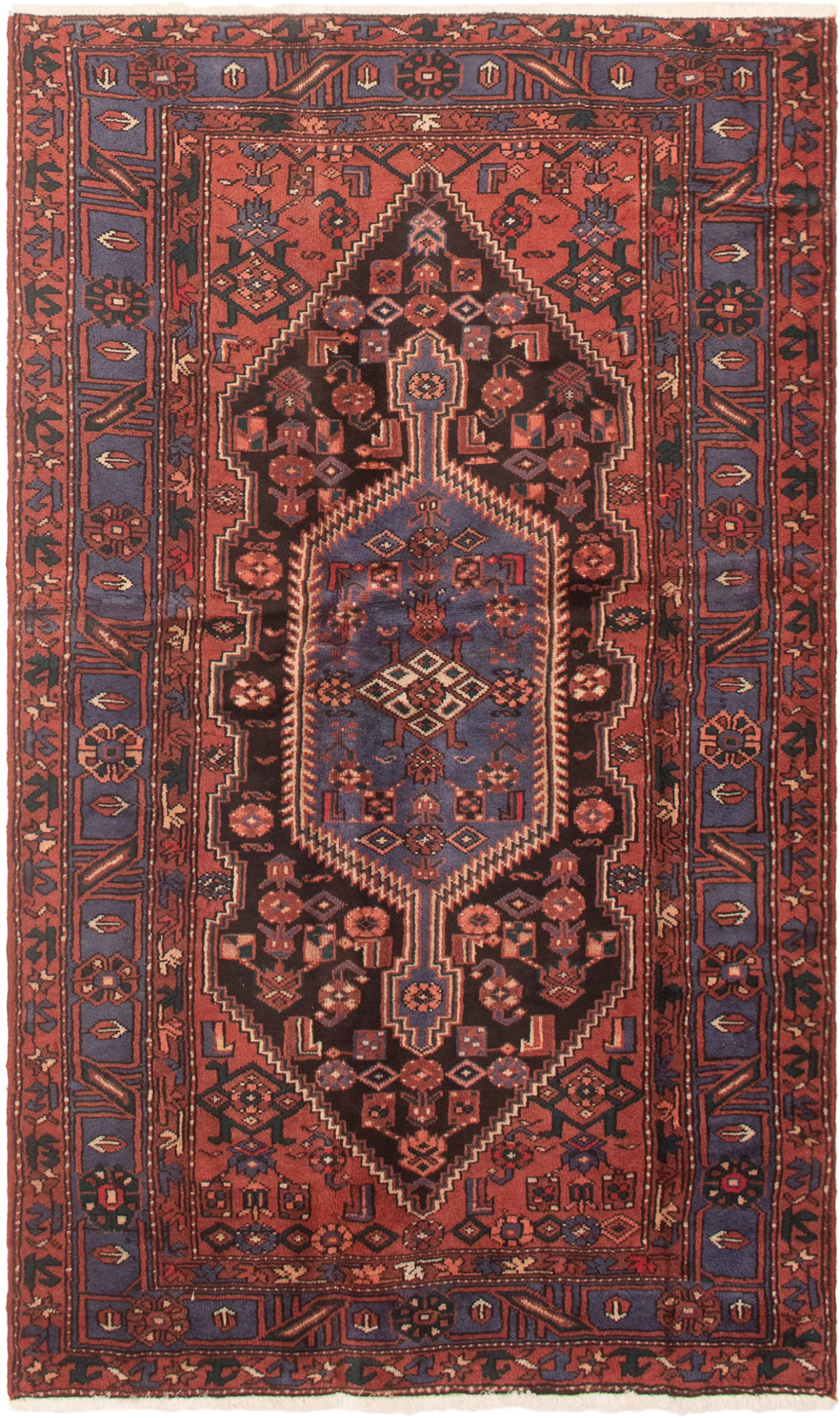 Persian Hamadan 4'3" x 7'1" Hand-knotted Wool Rug 