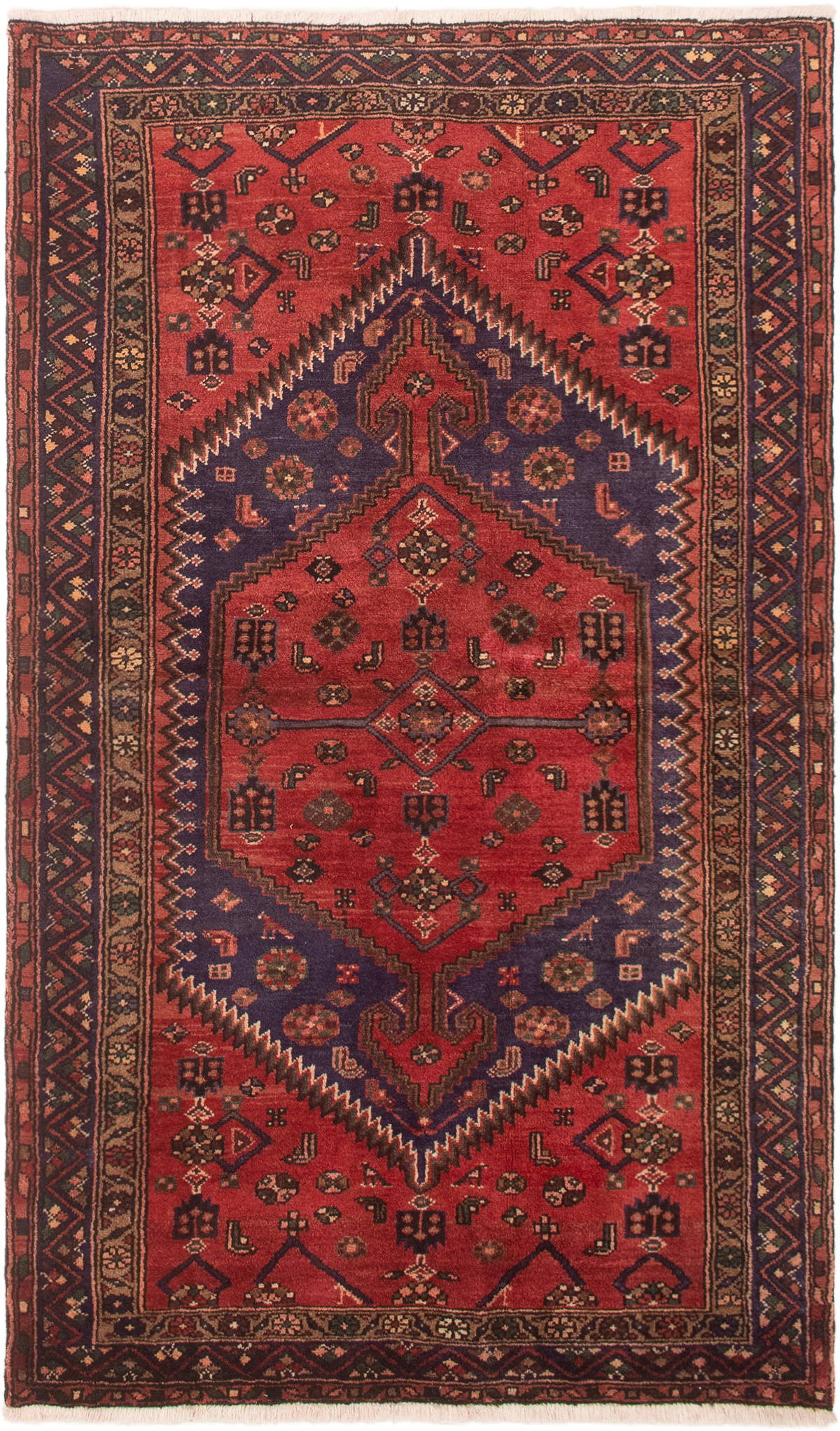 Persian Hamadan 4'4" x 7'4" Hand-knotted Wool Rug 