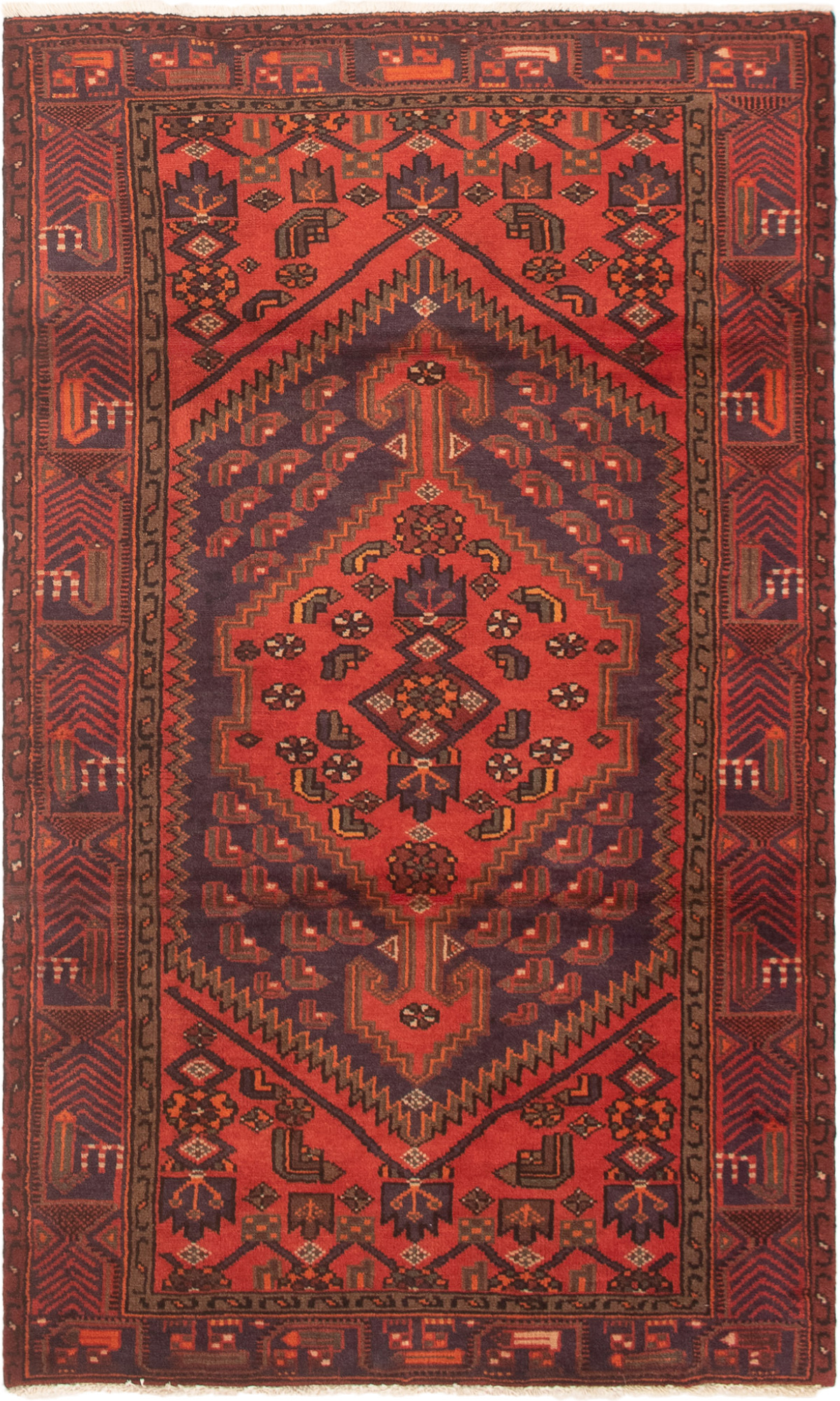 Persian Hamadan 4'0" x 6'7" Hand-knotted Wool Rug 