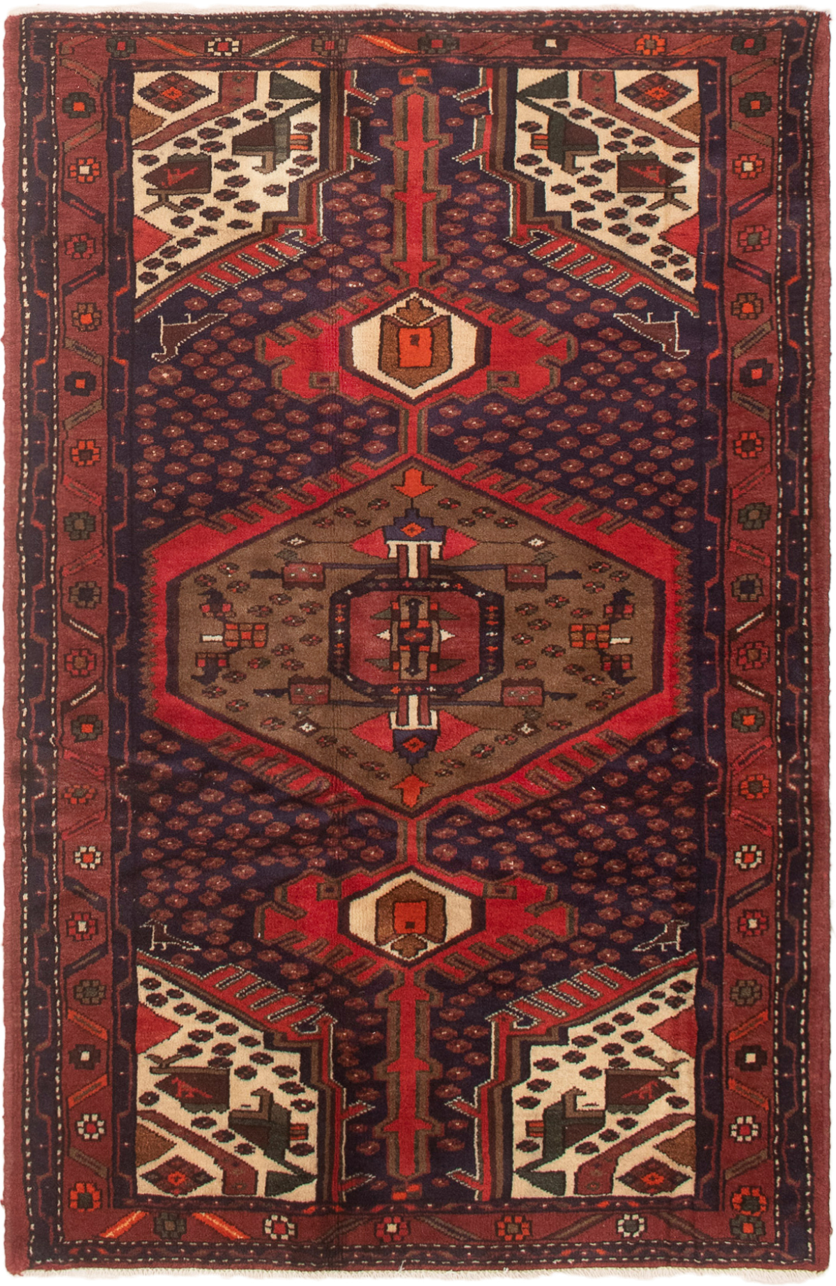 Persian Hamadan 4'1" x 6'5" Hand-knotted Wool Rug 