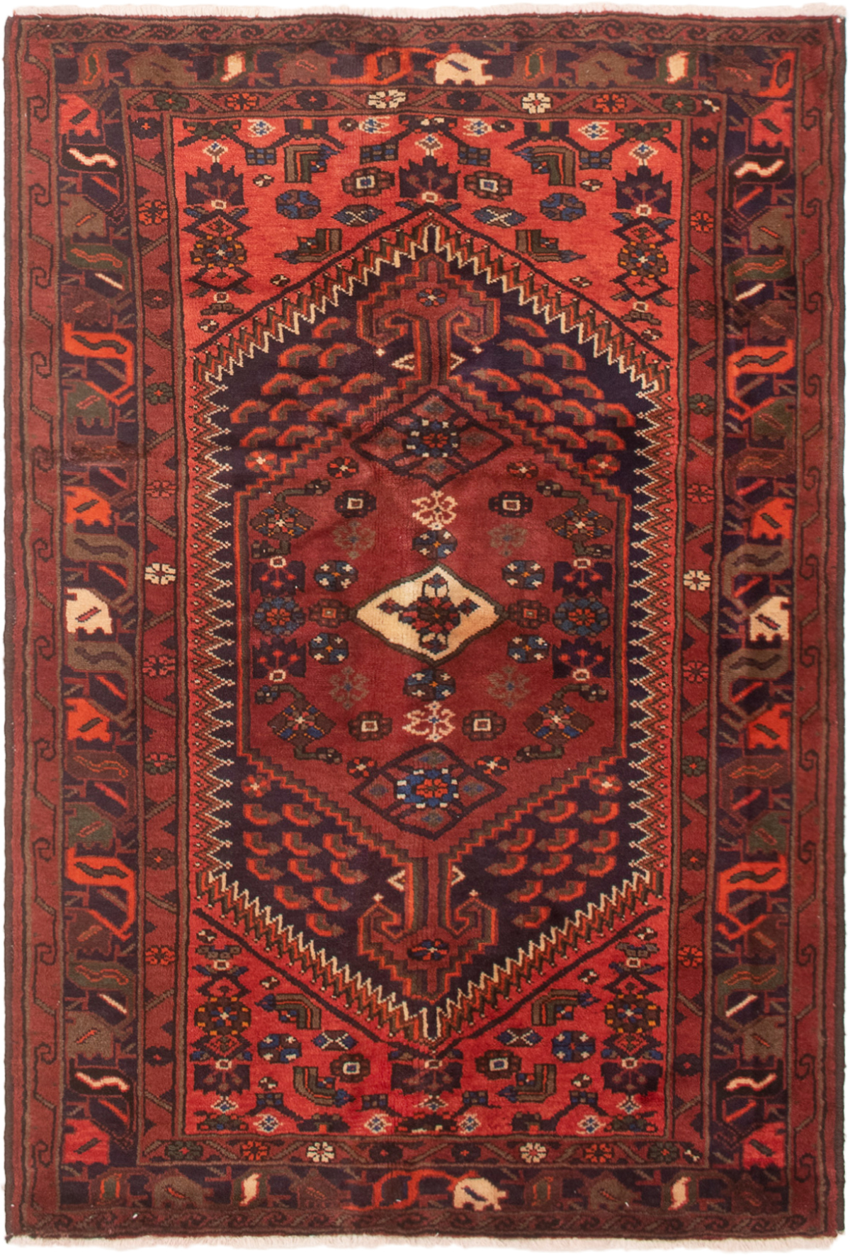 Persian Hamadan 4'7" x 6'7" Hand-knotted Wool Rug 