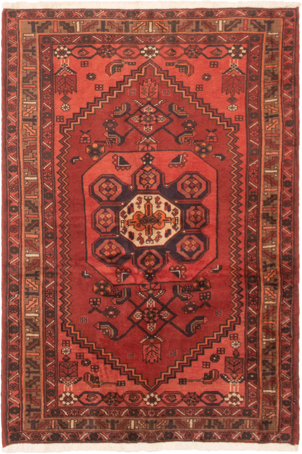 Persian Hamadan 4'6" x 6'5" Hand-knotted Wool Rug 