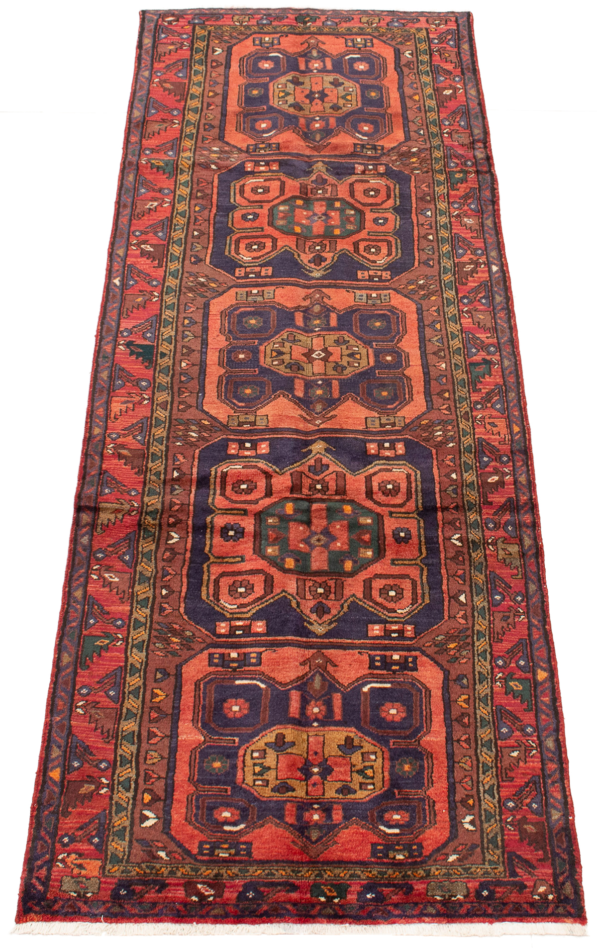 Persian Hamadan 3'8" x 10'0" Hand-knotted Wool Rug 