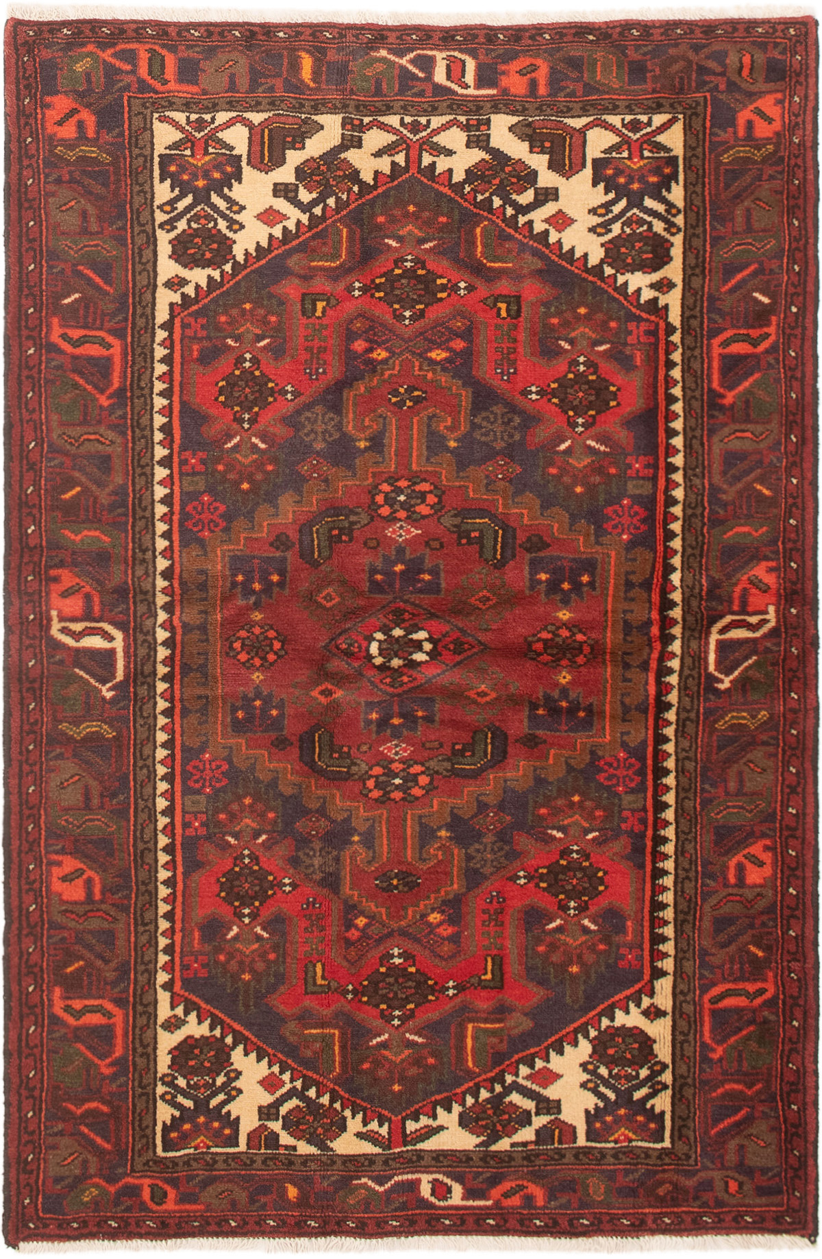 Persian Zanjan 4'2" x 6'3" Hand-knotted Wool Rug 