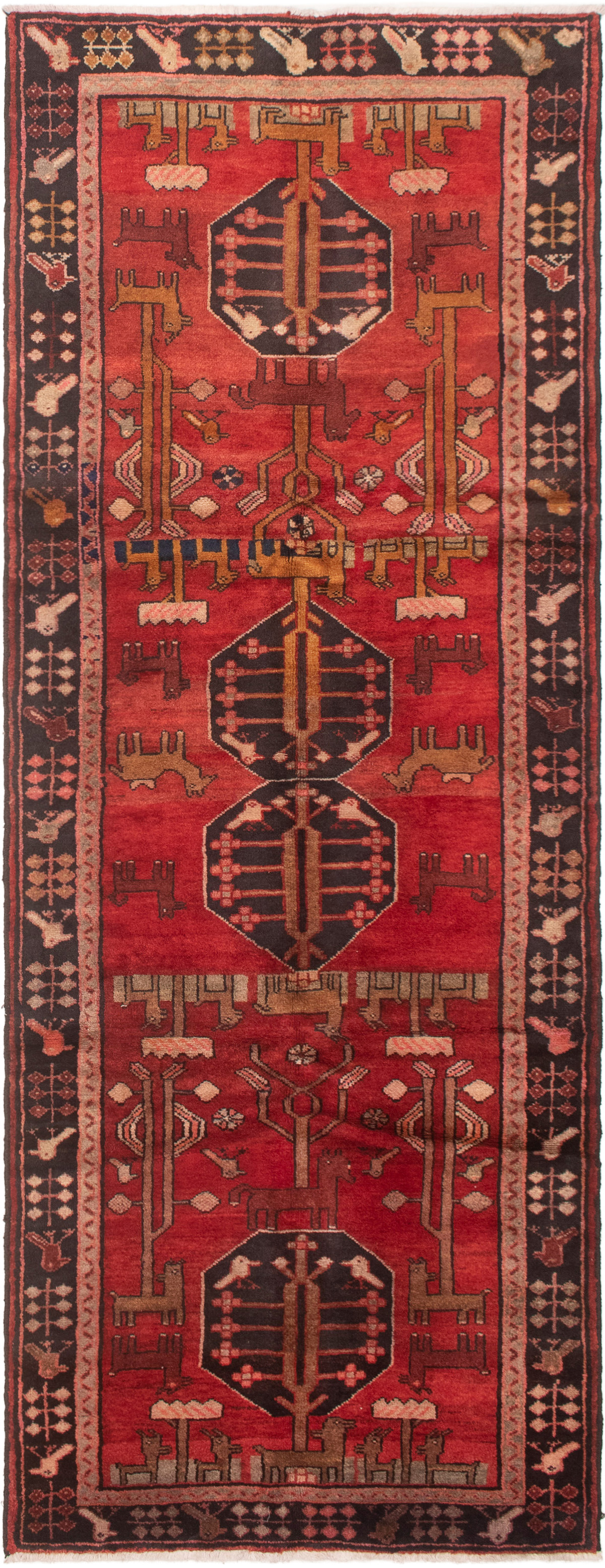 Persian Hamadan 3'8" x 9'9" Hand-knotted Wool Rug 