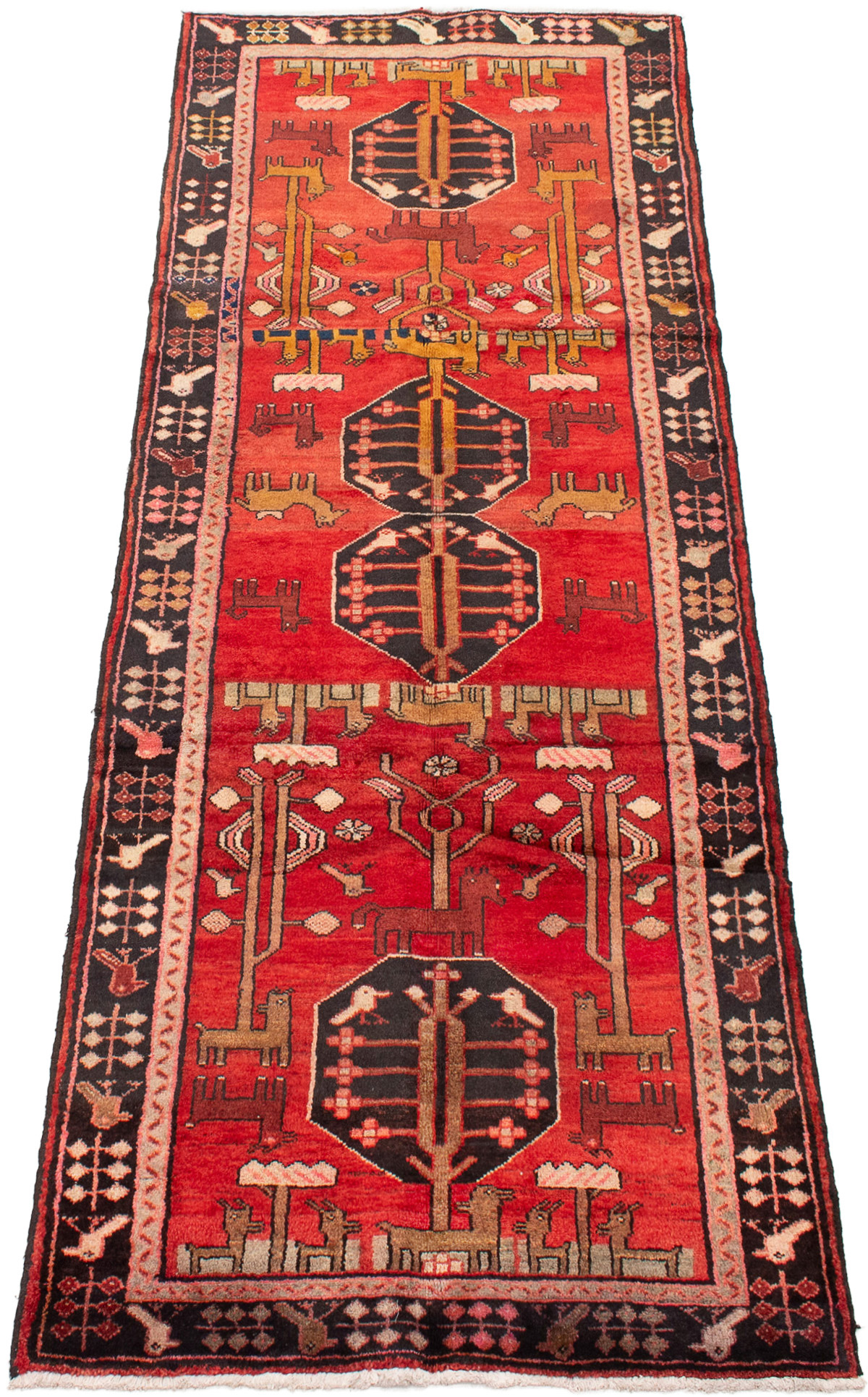 Persian Hamadan 3'8" x 9'9" Hand-knotted Wool Rug 