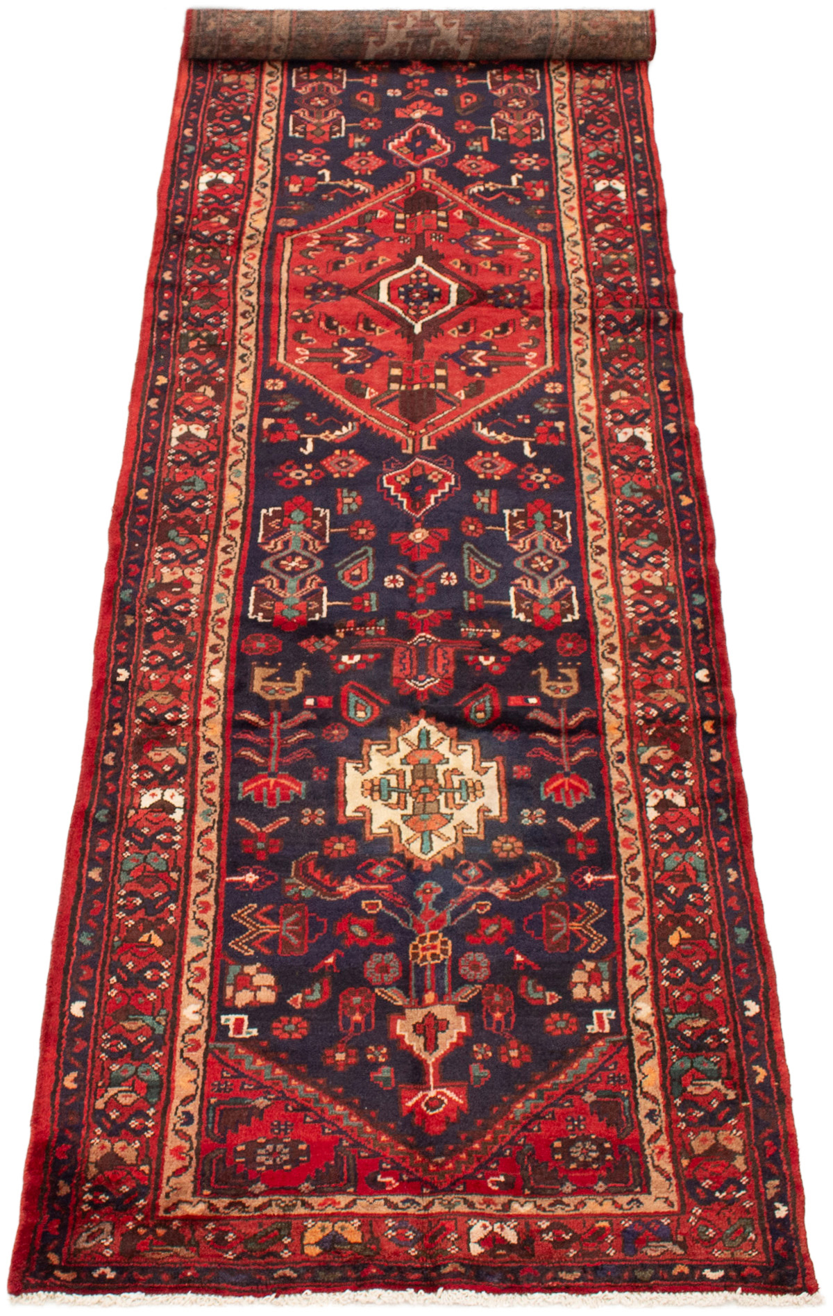 Persian Hamadan 3'7" x 13'2" Hand-knotted Wool Rug 