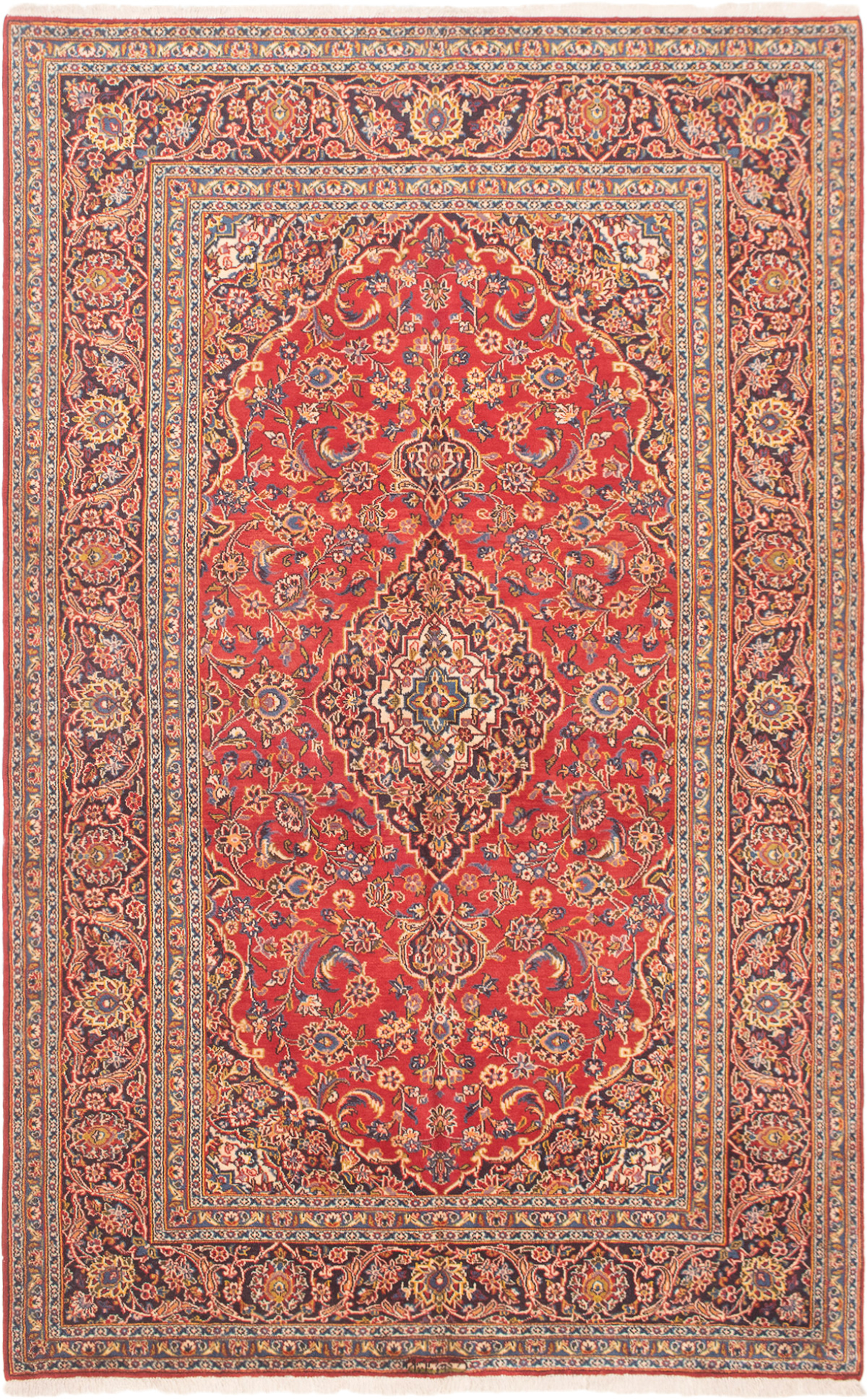 Persian Kashan 6'2" x 9'10" Hand-knotted Wool Rug 