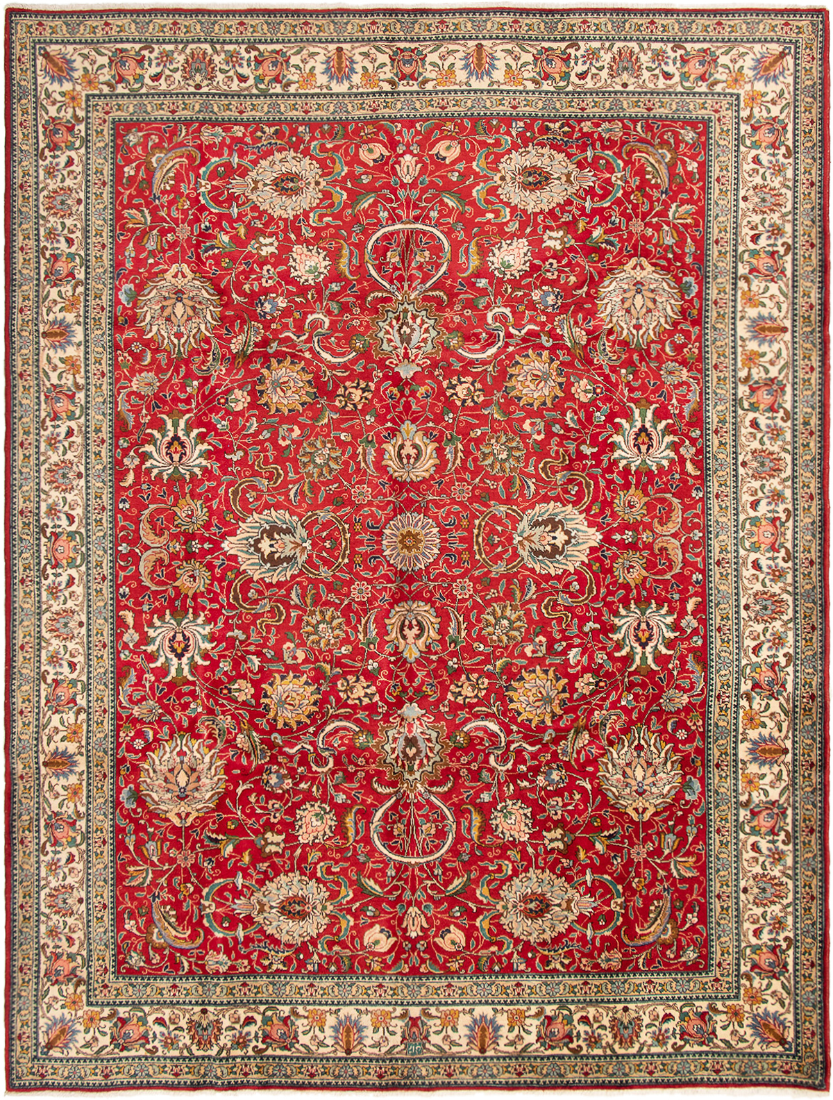 Tapis tabriz persan 9'10" x 12'7" en laine