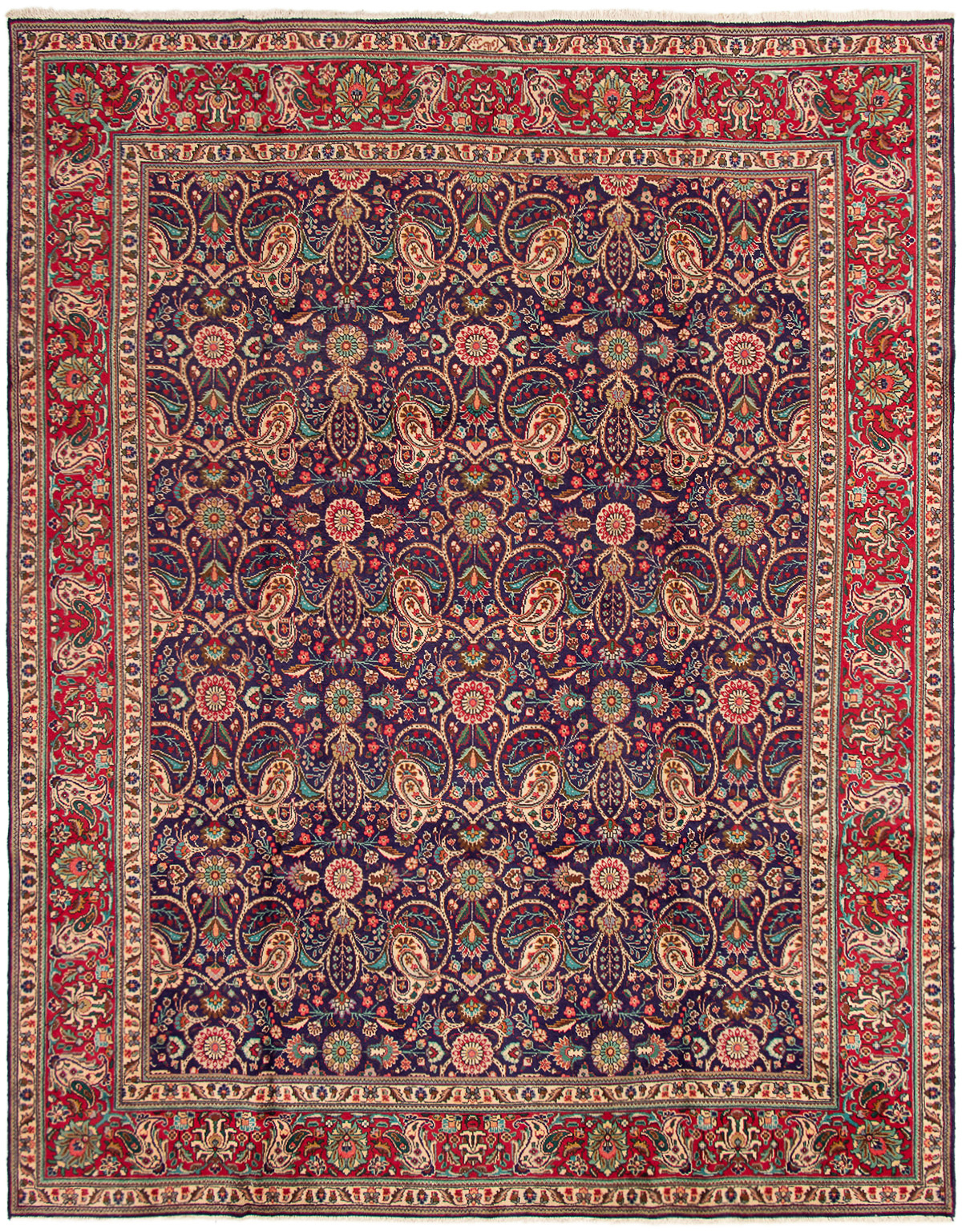 Tapis tabriz persan 9'11" x 12'8" en laine